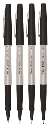 Paper Mate Flair Fineliner Pens - Ultra Fine Point 0.4mm - Black Ink - Pack of 4