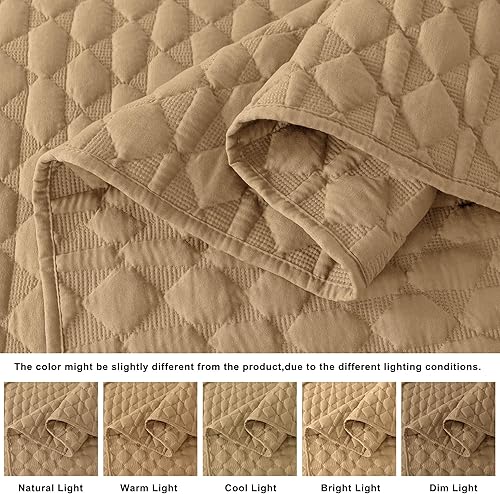 Miniatura 5 de WDCOZY Juegos de ropa de cama de tamaño Cal King, muy grande, amarillo, colcha con fino acolchado y fundas de almohada, ligero, suave, para todo el