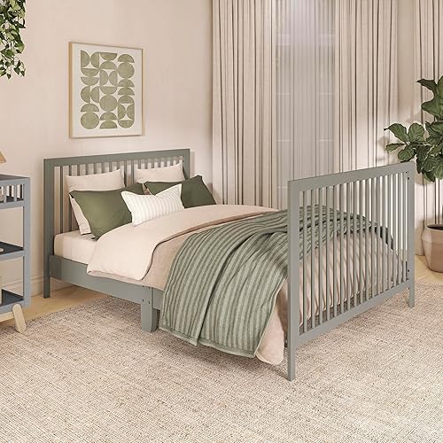 Miniatura 7 de Dream On Me Hygge - Cuna convertible 5 en 1 de tamaño completo en hierba marina y roble vintage, GreenGuard Gold y JPMA, se convierte en cama Hierba