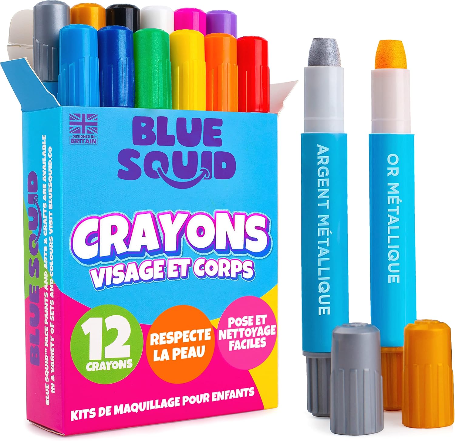 Face Painting Kits for Kids (2 Pack) Blue Squid 12 Color