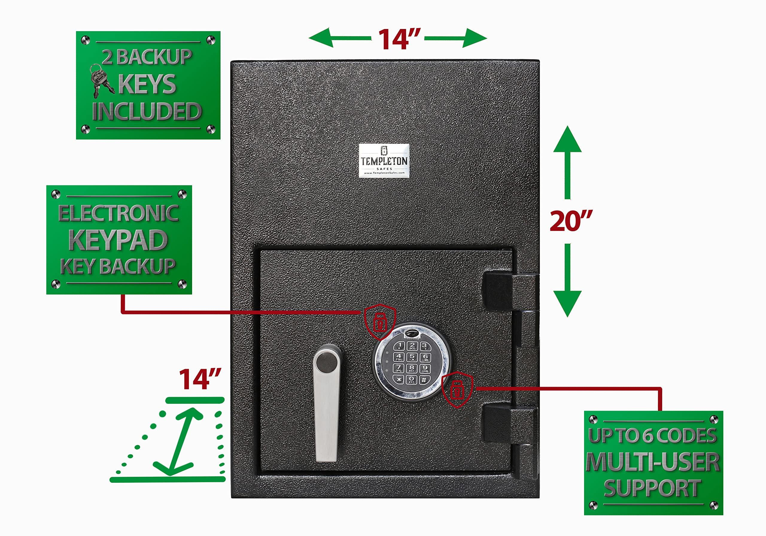Coffre-fort arrière avec combinaison de clavier électronique et clé de secours, 1.12 CBF