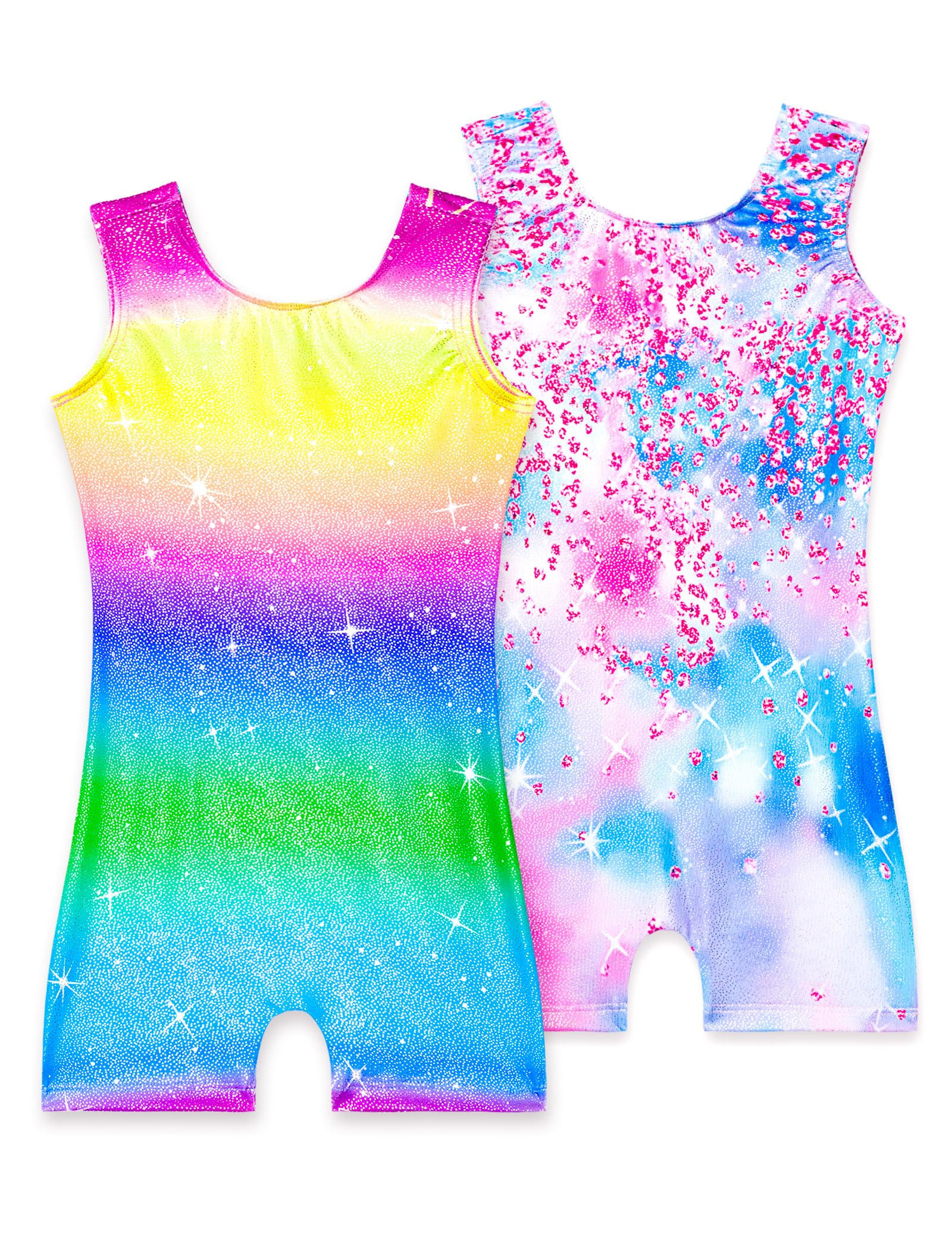2 Pack Leotard for Girls Gymnastics Sparkly Sleeveless Unitards