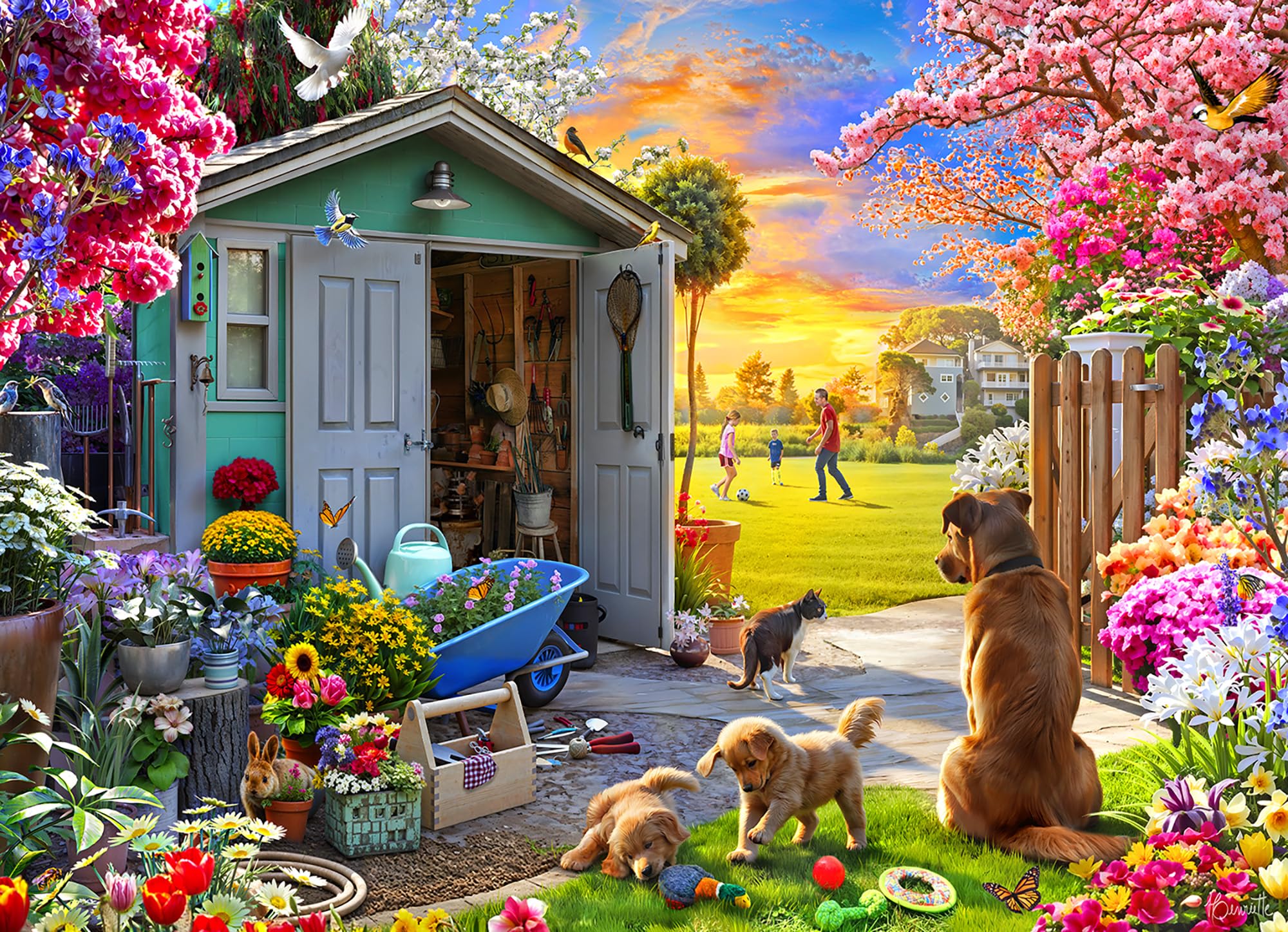 Backyard Bliss 1000 Piece Puzzle - Garden Shed Puzzles for Adults 1000 Pieces - Fully Interlocking - Precision Cutting - by Vermont Christmas Company