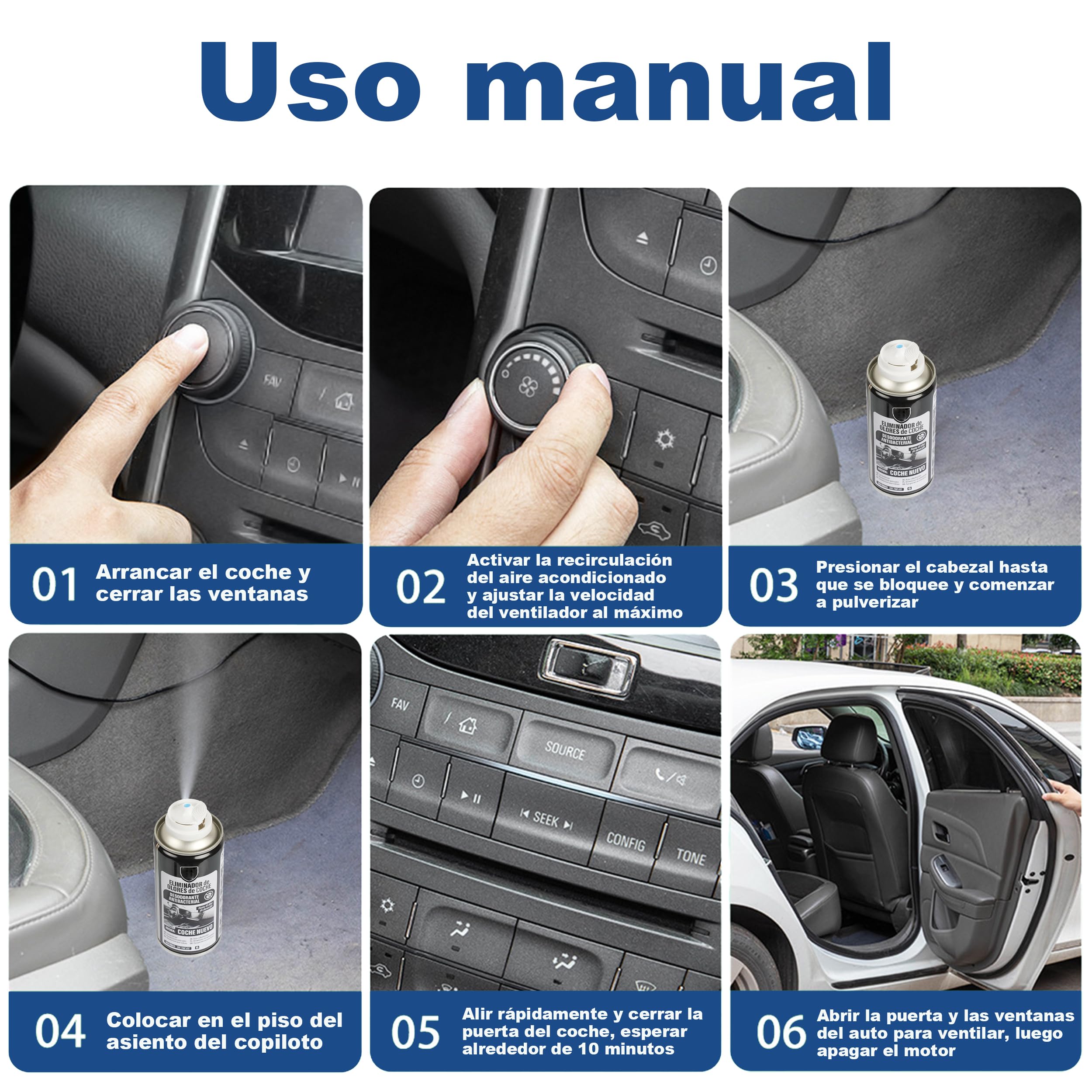 Eliminador de Olores para Coche 150ml – Desodorante Antibacterial de Descarga Única, Elimina Humedad y Olores – Ambientador Rápido para Climatizador y Habitáculo - Coche nuevo, 1 Unidad