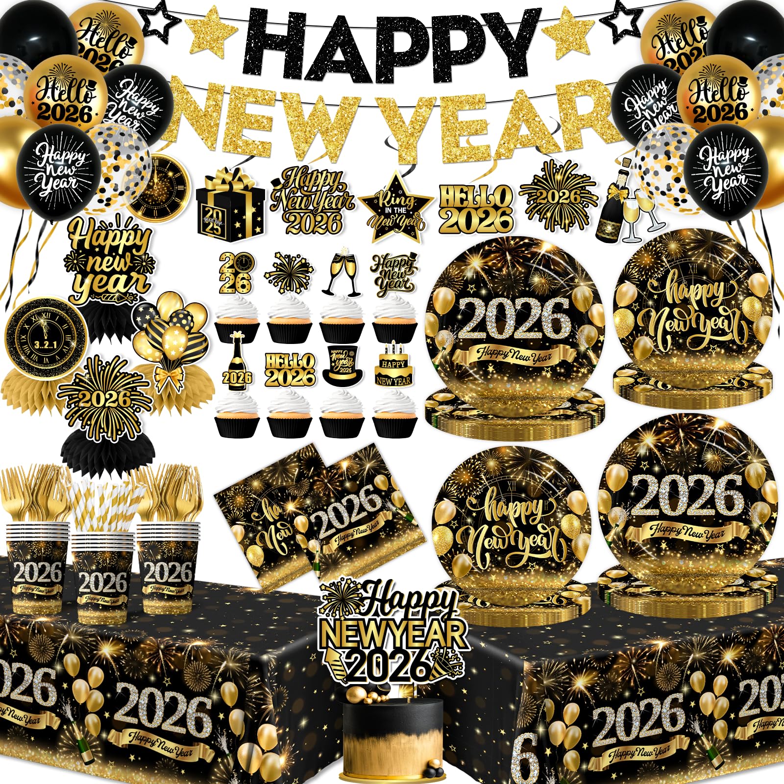 Locker.Ink | Elevate Your New Year Celebration with 24 Must-Have Party Tableware Essentials 2026 Happy New Years Tableware Kit