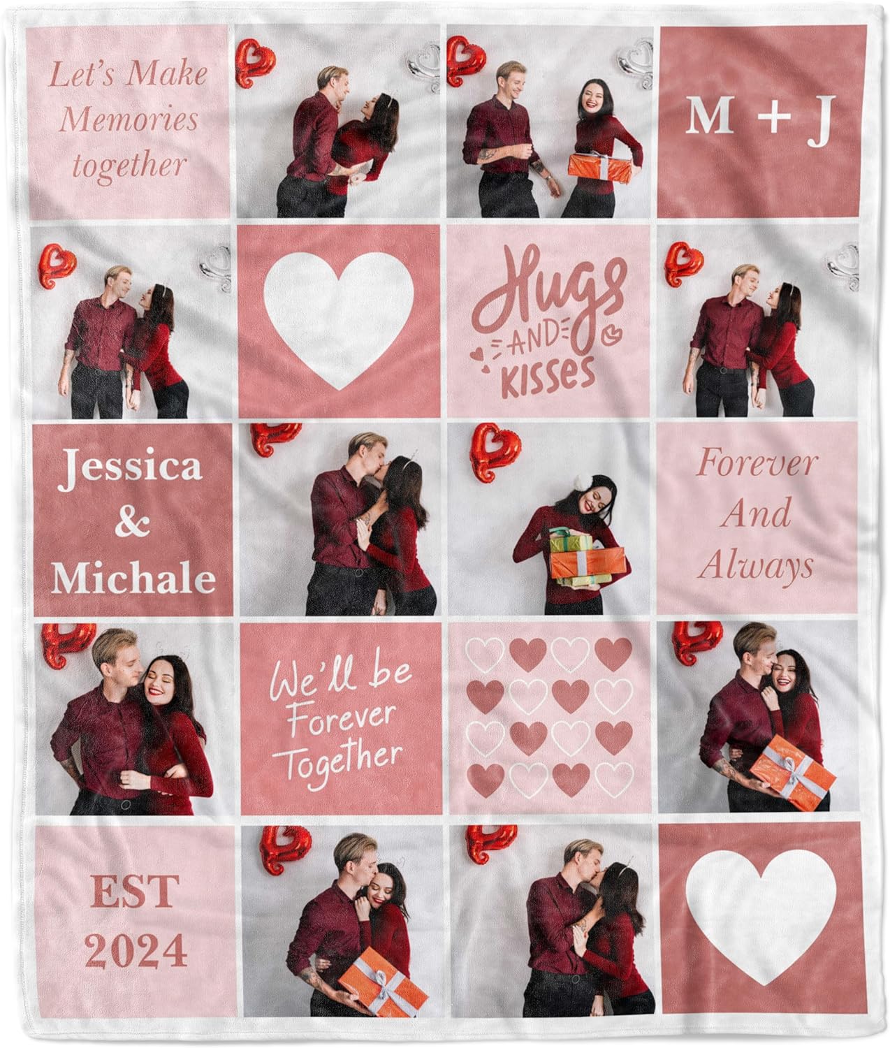 Customized Couples Blanket. Custom Photo Blankets Wedding Gifts for Couple, Valentines Gift. Blankets with Pictures Customized. (Couple Blanket 6, 50x60)