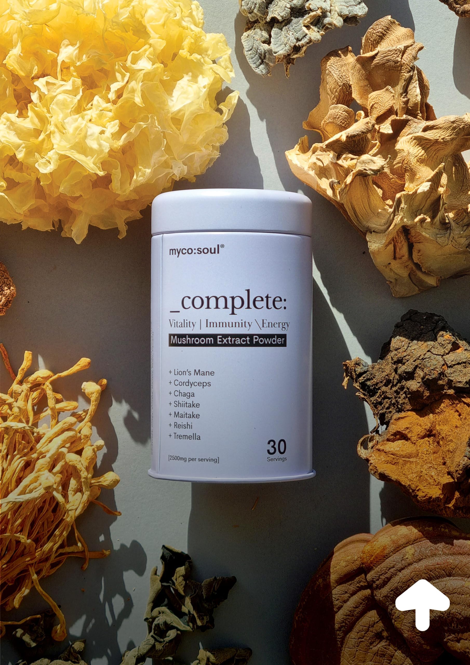 _Complete: Ultimate Fuel | Organic 7 Mushroom Extract Blend | Improves Vitality, Immunity, Brain Function & Energy | Add-to-Anything | Lab Tested | Research Backed | All Natural | 75g