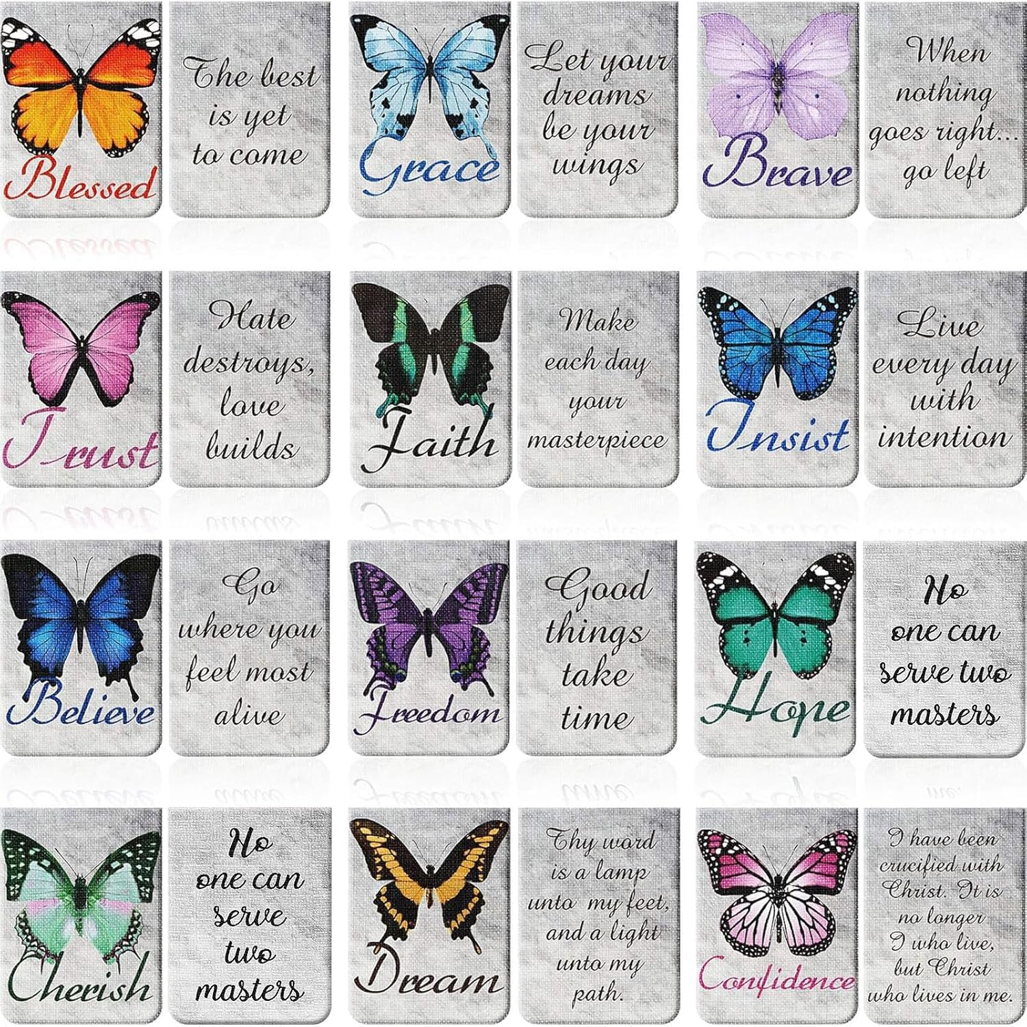 Zonon 12 Pcs Butterfly Magnetic Bookmarks for Women Bible Verses Bookmarks Inspirational Quotes Christian Book Markers Bulk Magnet Bookmark Clips for Teachers Office Supplies
