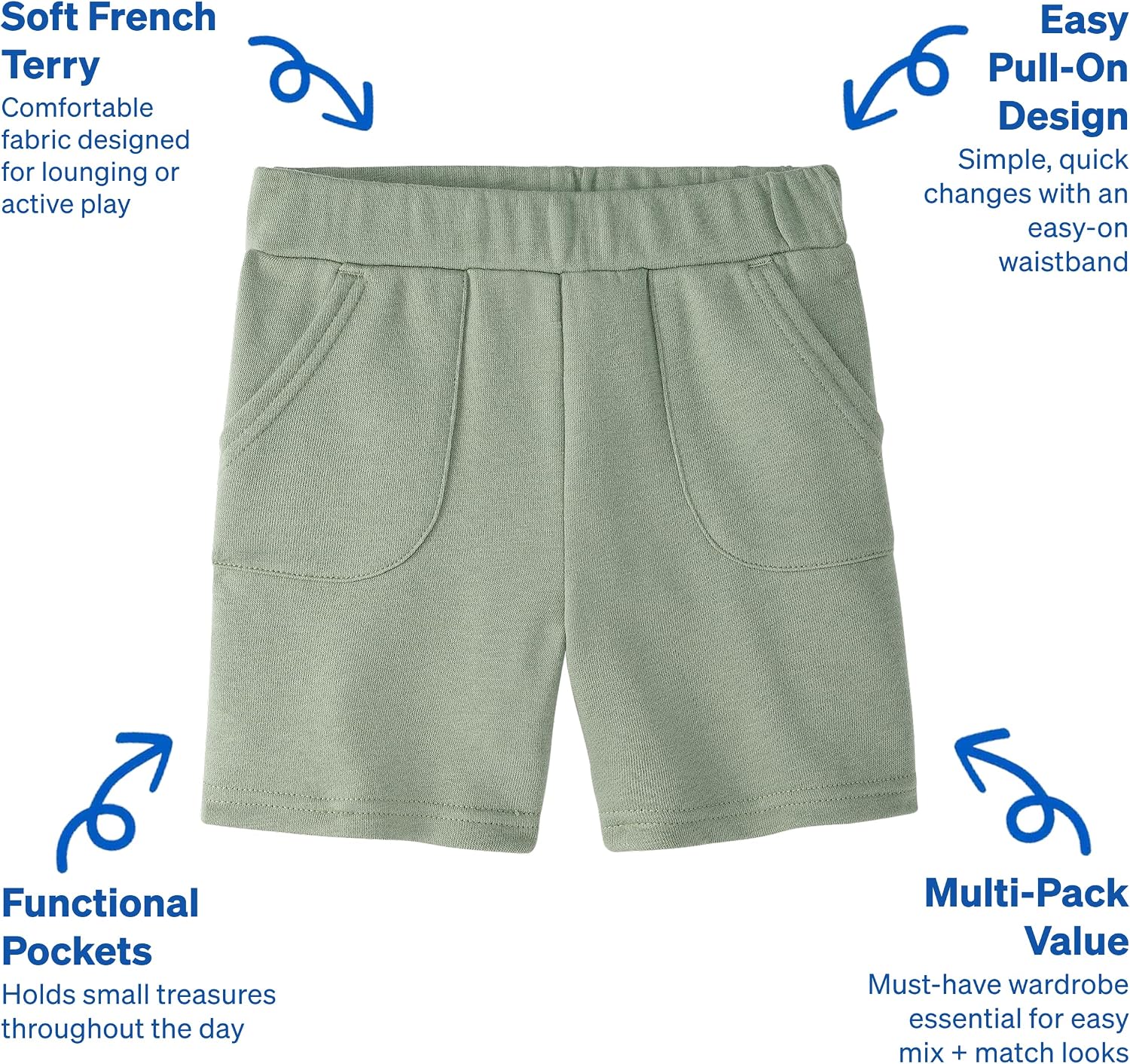 Garanimals Baby & Toddler Boy French Terry Shorts - Machine-Washable Kid's Clothes - Size 0-6T - 4 Pack Set