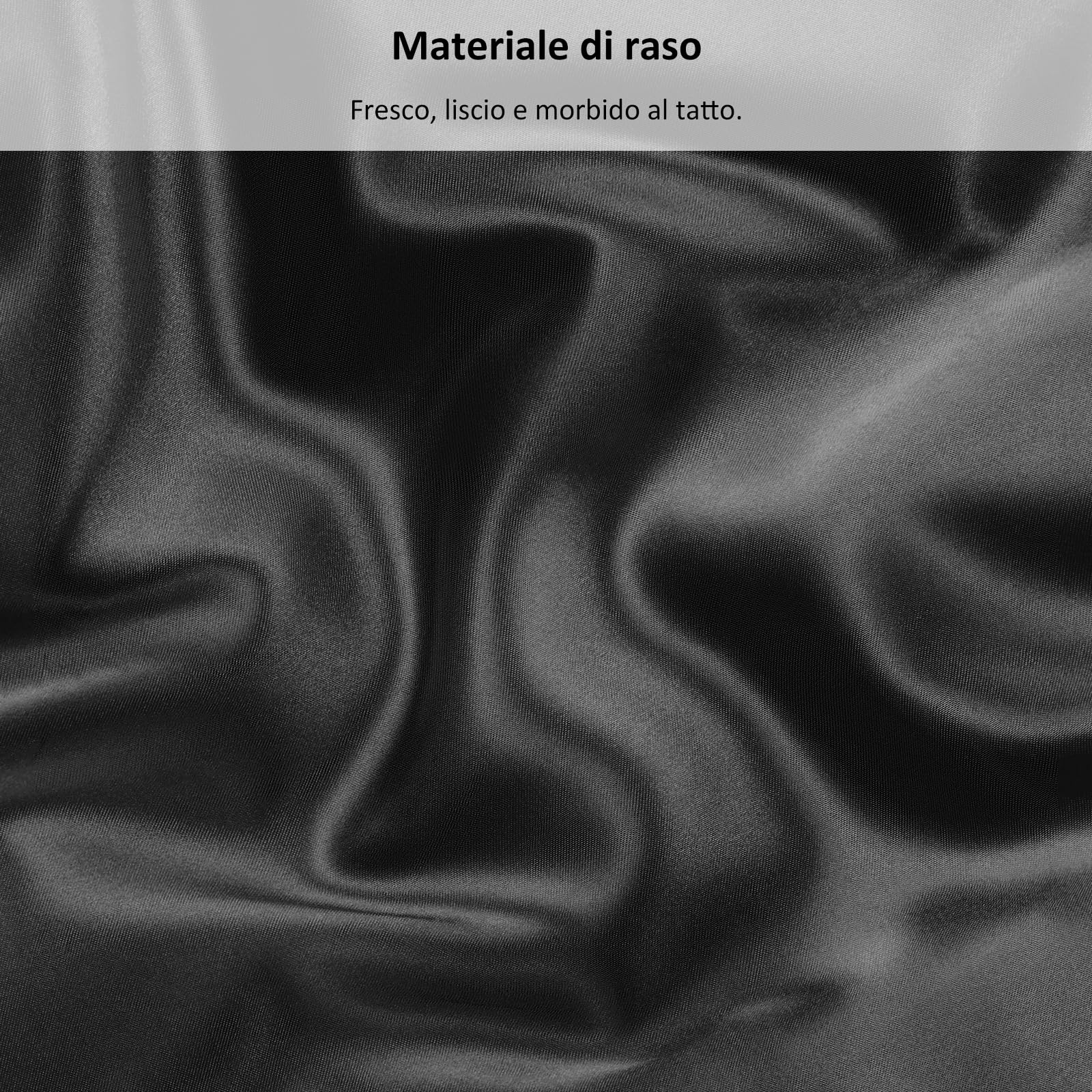 Lirex Lenzuola con Angoli in Raso, Letto Matrimoniale 180x200cm, per Materassi Alti Fino a 35 cm, Lussuoso e Setoso Biancheria da Letto in Poliestere Morbido, Nero