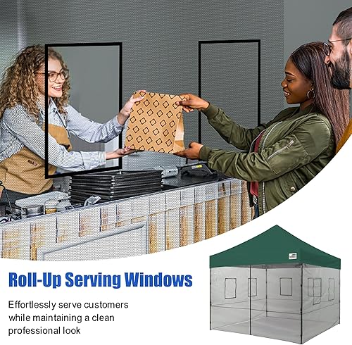 Miniatura 7 de Eurmax - Toldo comercial plegable de 10 x 10 pies, 4 paredes laterales extraíbles con cierre, bolsa de almacenamiento enrollable, incluye 4 sacos de