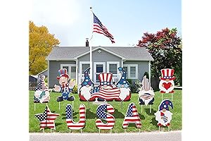 Memorial Day Decorations - Set of 10 Patriotic Lawn Signs