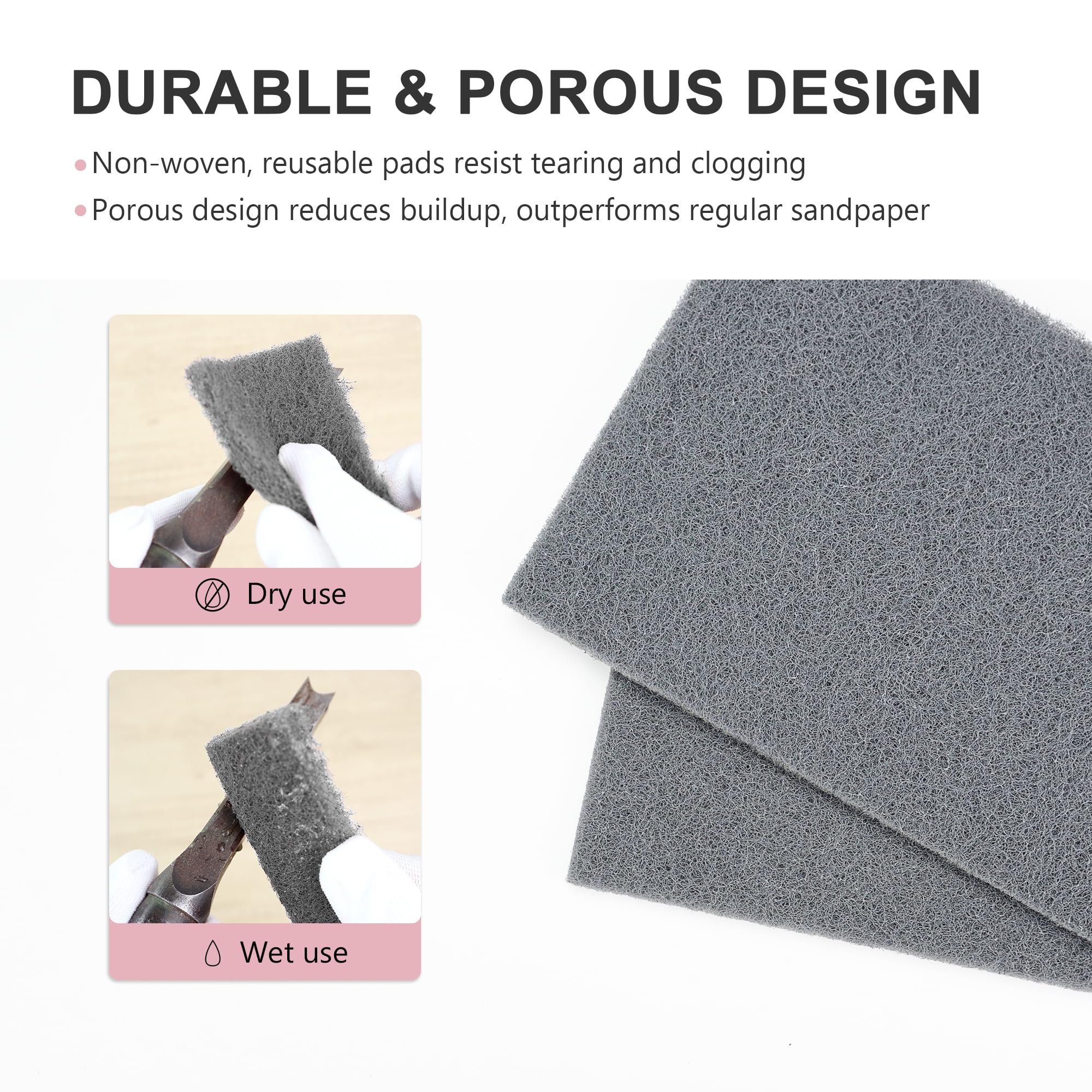 Almohadillas rascadoras ultrafinas grises para uso general, caja de 8-6 pulgadas x 9 pulgadas - raspado final, raspado, rectificado, limpieza, preparación de mezcla de colores, adherencia