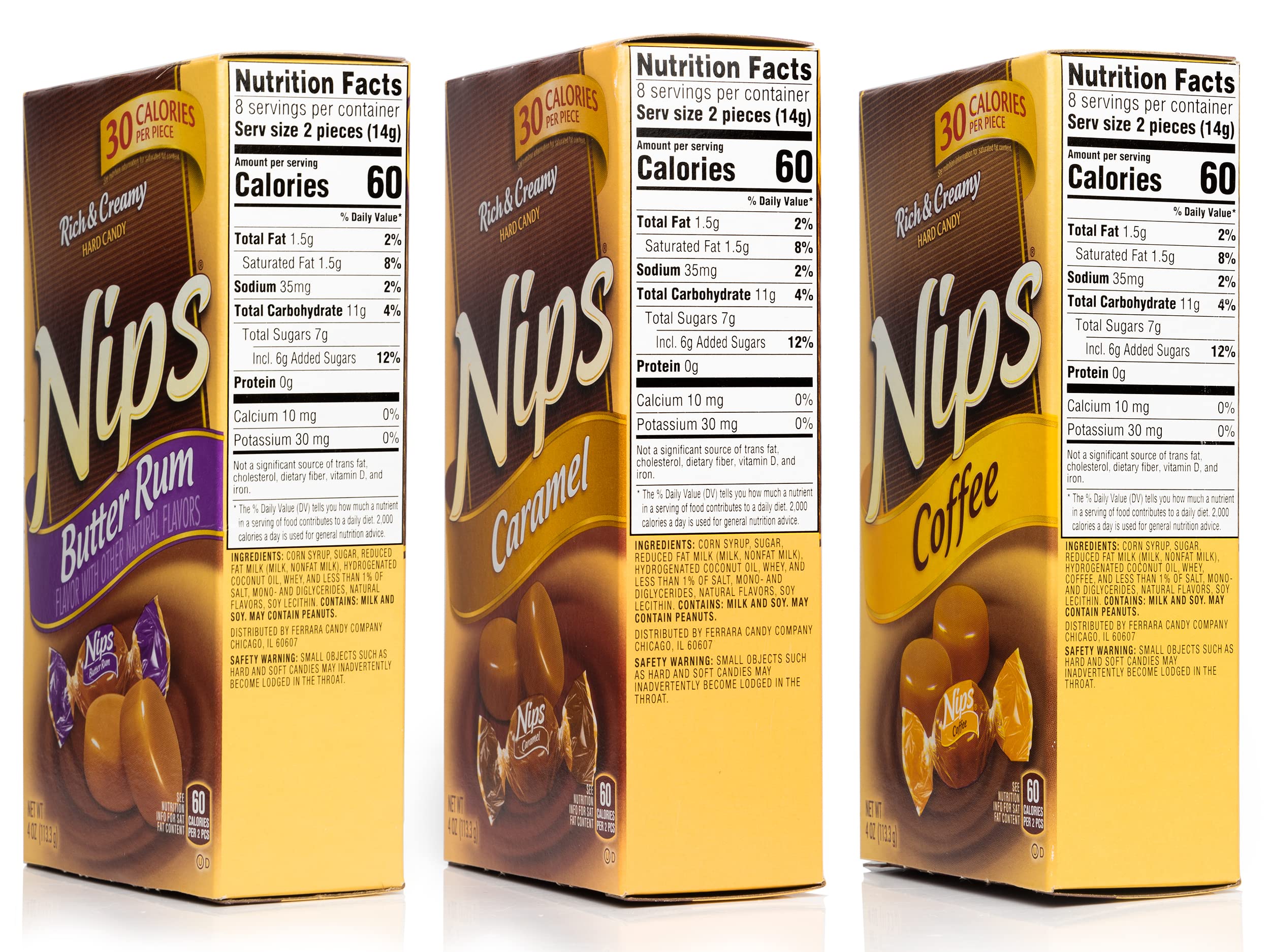 Buy Nips Candy Variety Pack 3 flavors 1 box each Coffee, Butter