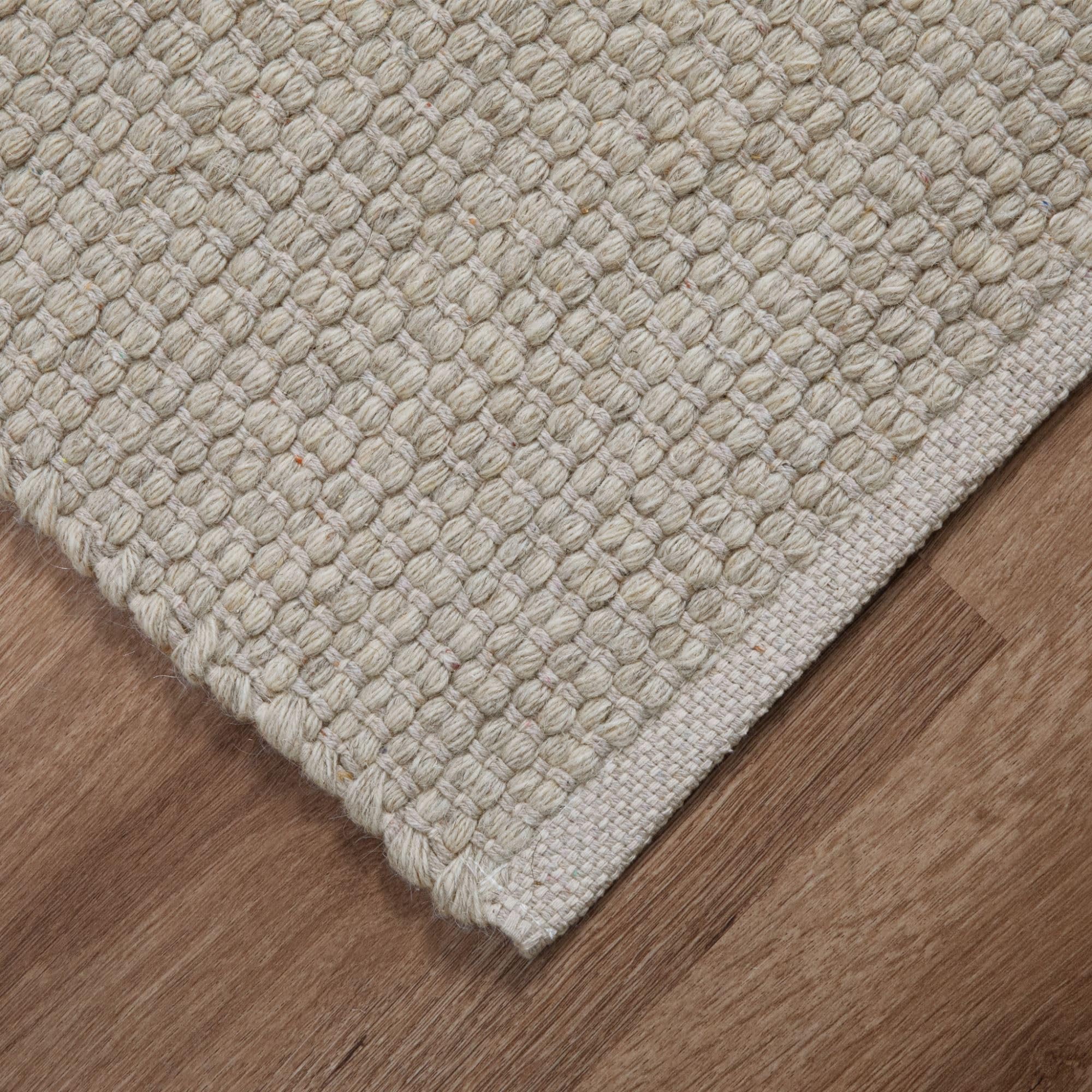 Steffensmeier Handweb Teppich Amsterdam | Wolle, Beige, handgewebt, Größe: 120x180 cm Wohnzimmer und Schlafzimmer