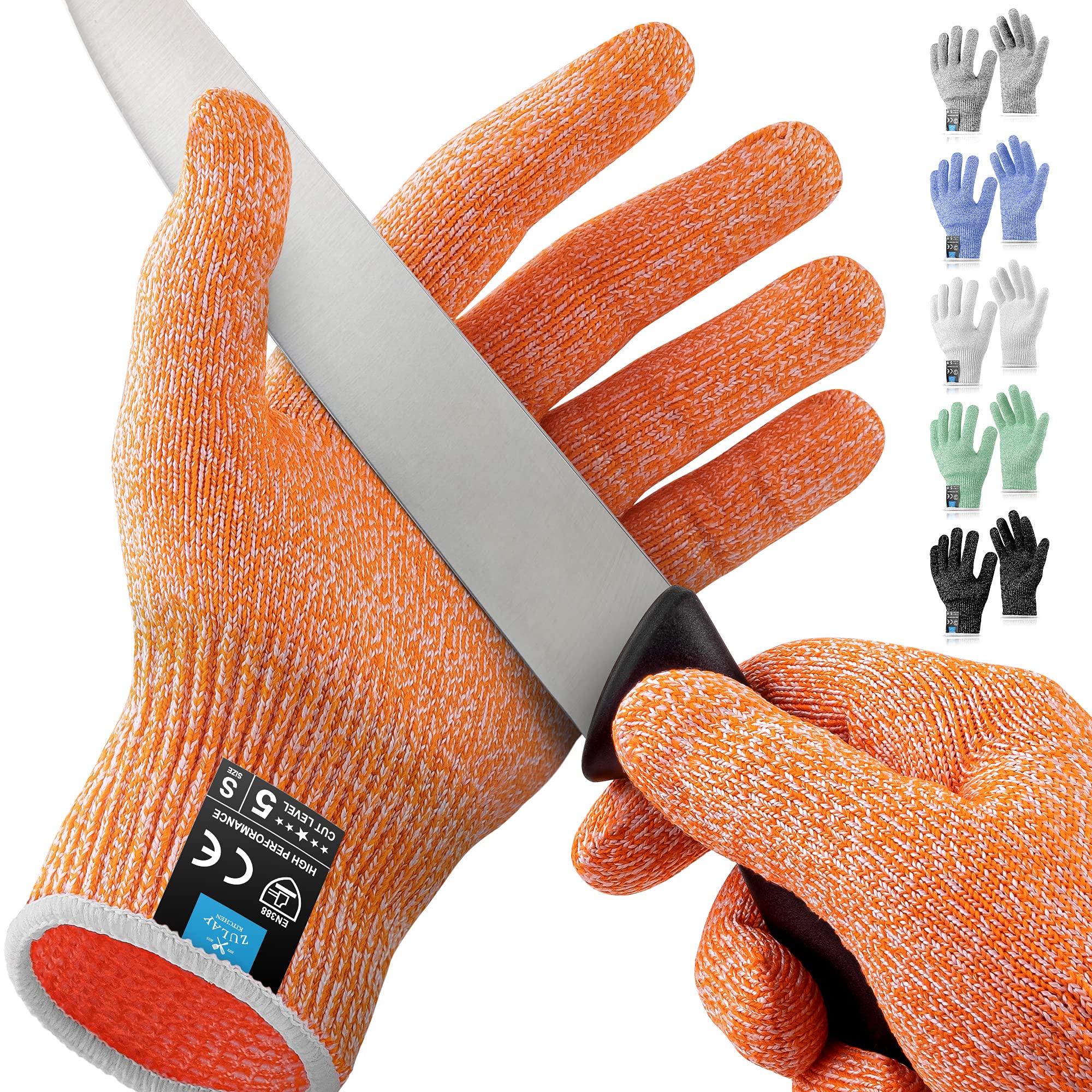 Zulay Cut Resistant Gloves Food Grade Level 5 Protection - Comfortable Safety Cutting Gloves - Cut Resistant Work Gloves