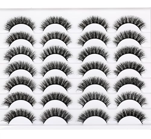 Miniatura 455 de Pooplunch Pestañas postizas de pelo de visón sintético, estilo de ojo de gato, paquete de pestañas postizas naturales esponjosas, paquete múltiple