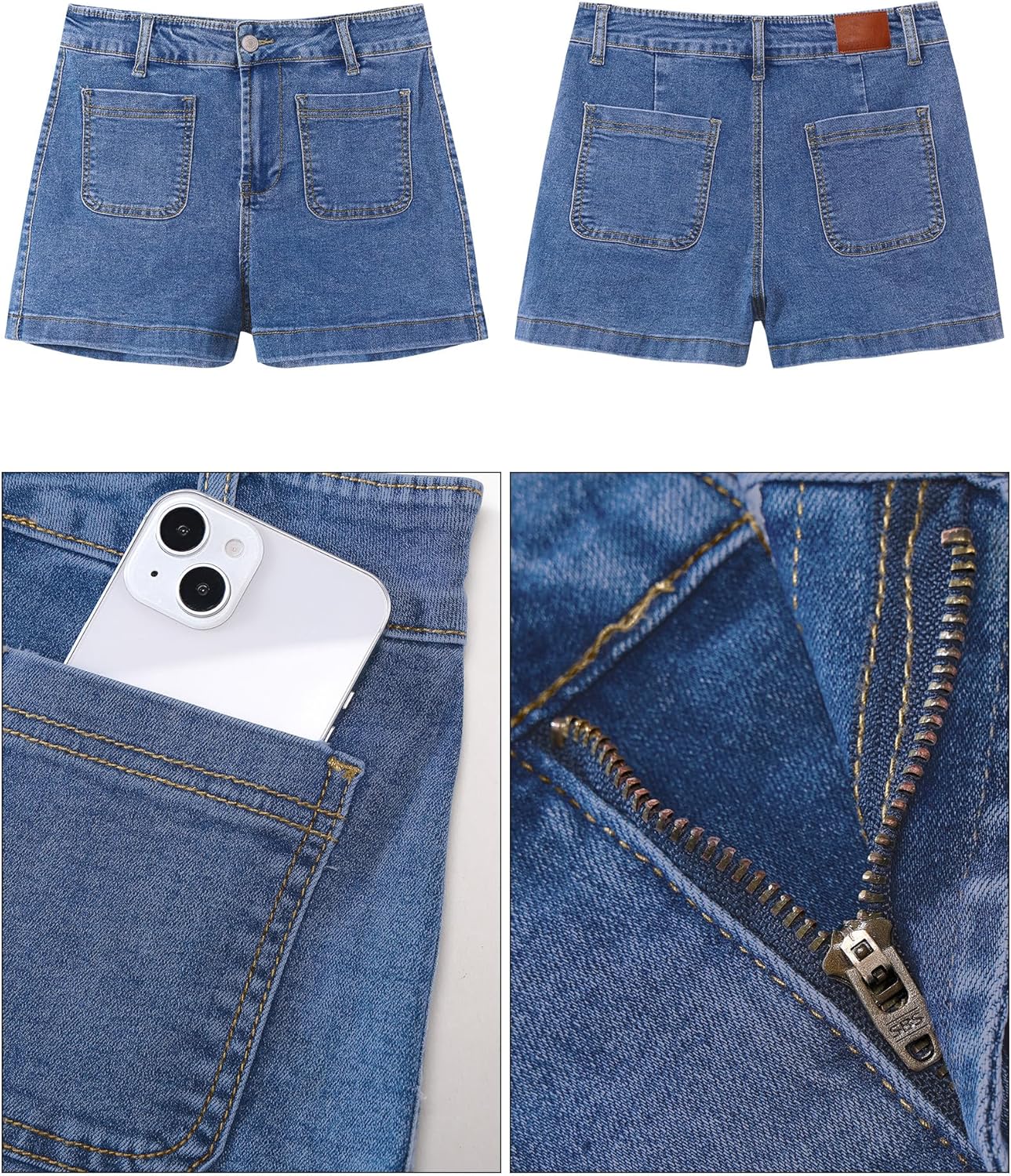 luvamia Jean Shorts for Women High Waisted Trendy Flat Pockets Cutoff Stretchy Denim Shorts Casual Summer - Image 6