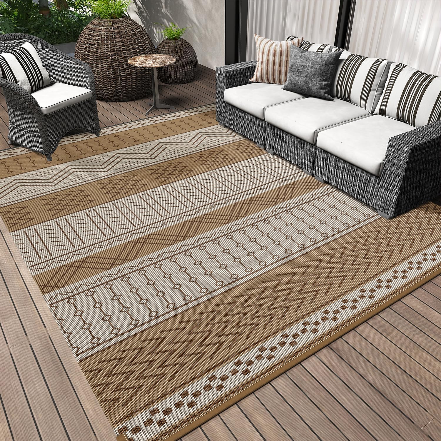 Outdoor Rug Carpet Waterproof 5x8 ft Patio Rug