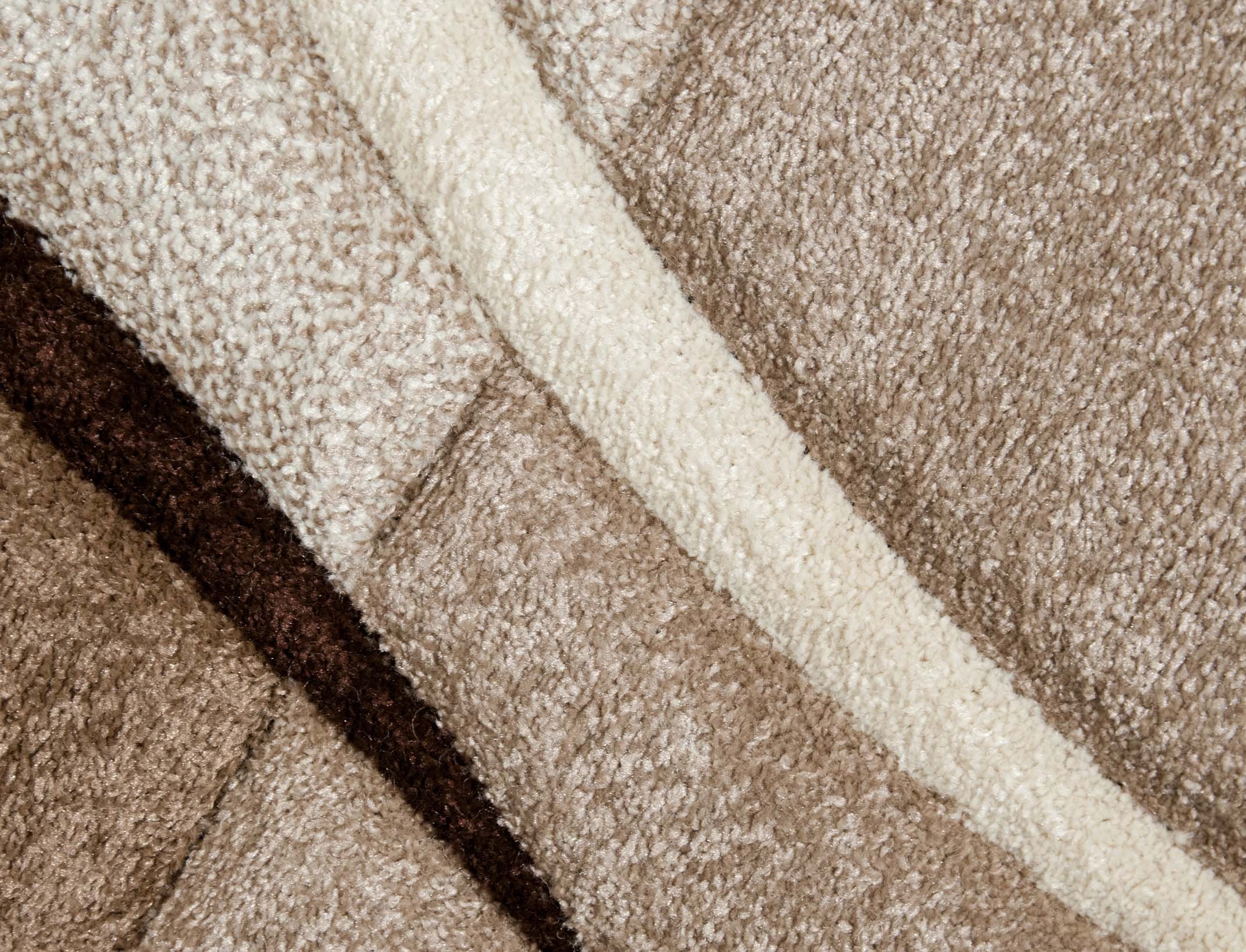 Traum Salon Designer Tapis Contemporain Tapis Tapis à Poils avec des Diamants Contour coupées Motif Brown Beige Mocca Größe 80x150 cm