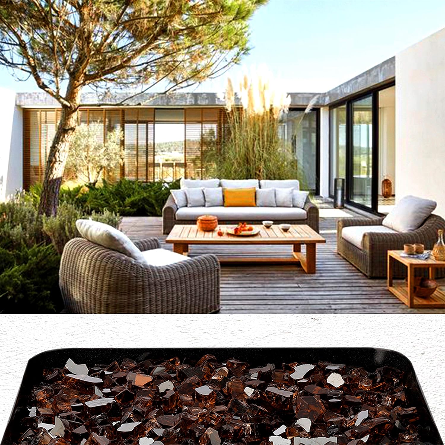 Mr. Fireglass 10 Pounds Fire Glass - 1/2 Inch High Luster Reflective Tempered Glass Rocks for Fireplace Fire Pit Table and Landscaping, Copper - Image 6