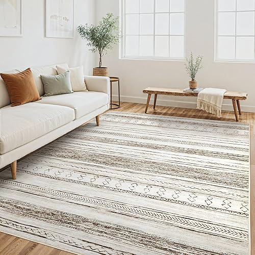 Miniatura 1 de Alfombra de área para sala de estar 5 x 7 pulgadas grande neutral lavable suave bohemio marroquí bohemio para interiores dormitorio debajo de la