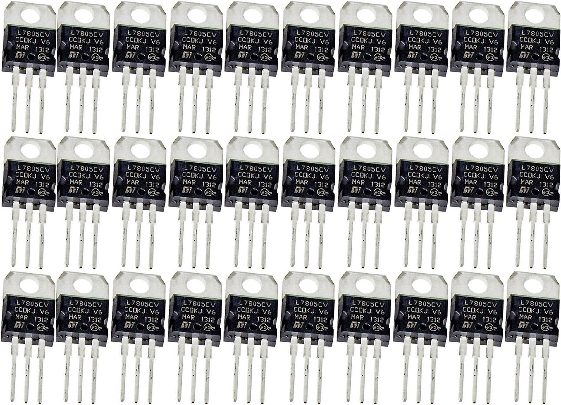 KTC CONS Labs 30 Pcs L7805CV TO-220 5 Volt 1.5 Amp Positive Voltage Regulator (30 Pieces)