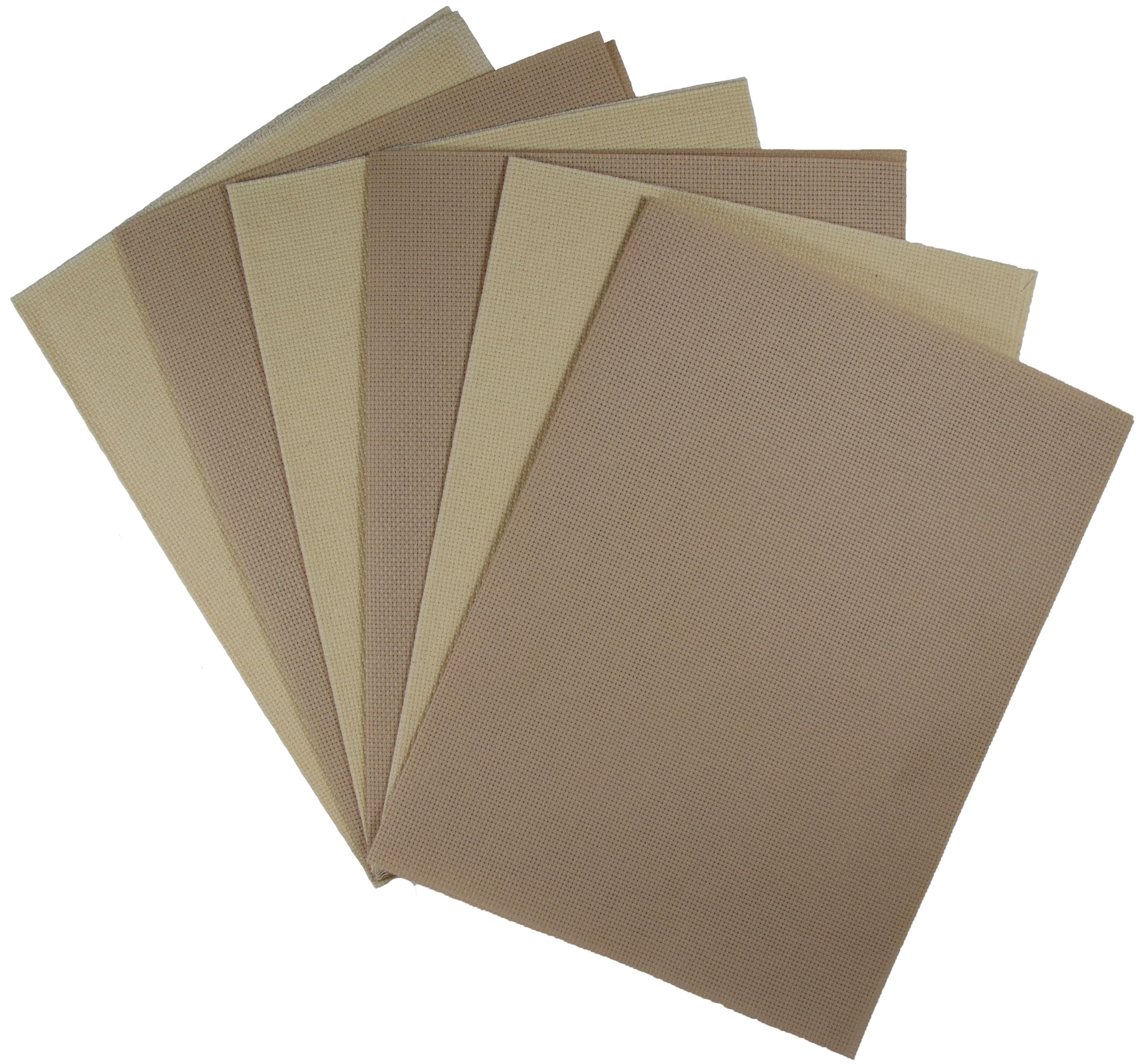 KCS 6 pc of 12" x 18"(30cmx45cm) 14CT Counted Cotton Aida Cloth Cross Stitch Fabric (Light Straw+Khaki) — image 1