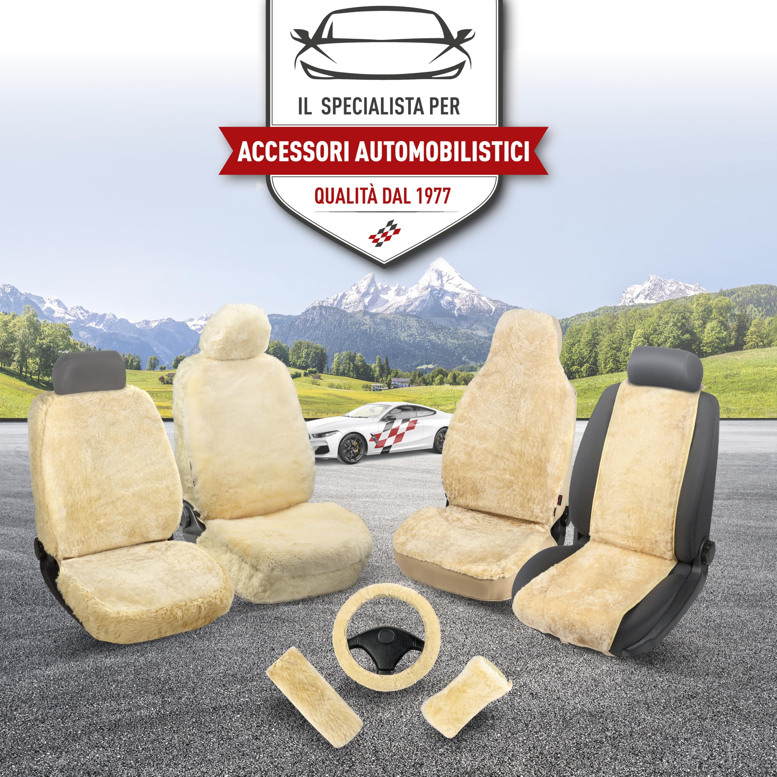 WALSER coprivolante in pelle d'agnello, coprivolante in pelle d'agnello 100%, rivestimento volante per auto, scalda volante grigio