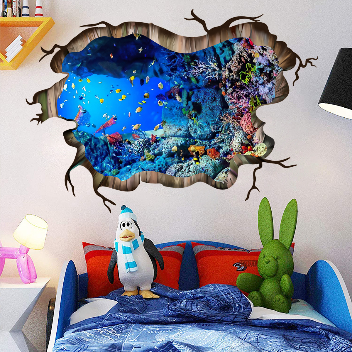 Vinilo decorativo 3D Mundo submarino adhesivo para pared miniatura 7