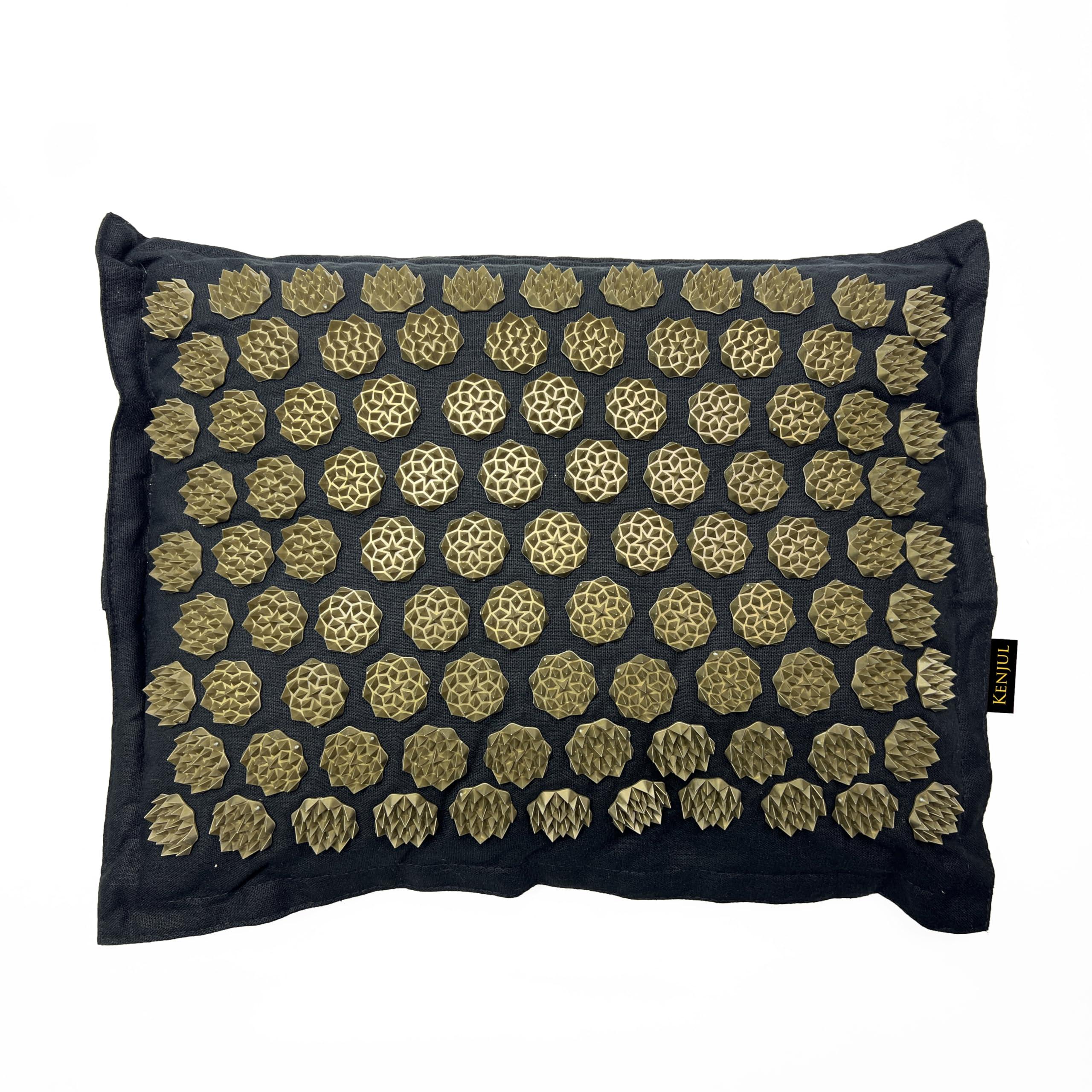 Akupressurmatte XXL (6-teilig) mit ergonomischem Kissen & Wärmfunktion – Ganzkörpermassage zur Linderung von Verspannungen, Rücken- und Nackenschmerzen inkl. Tasche & Anleitung (Schwarz-Gold)