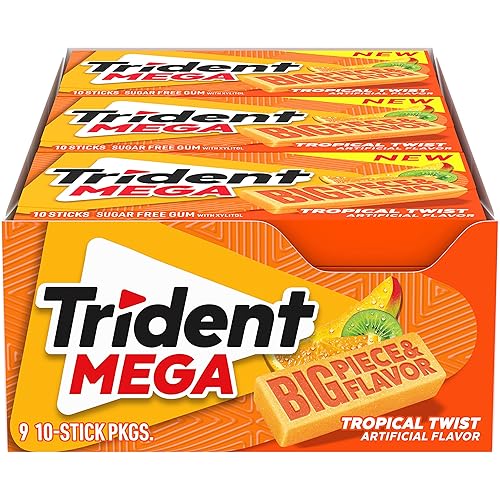 Vista 18 de Trident Mega Spearmint - Goma de mascar sin azúcar, 9 paquetes de 10 unidades (90 unidades en total), 10 unidades (paquete de 9)