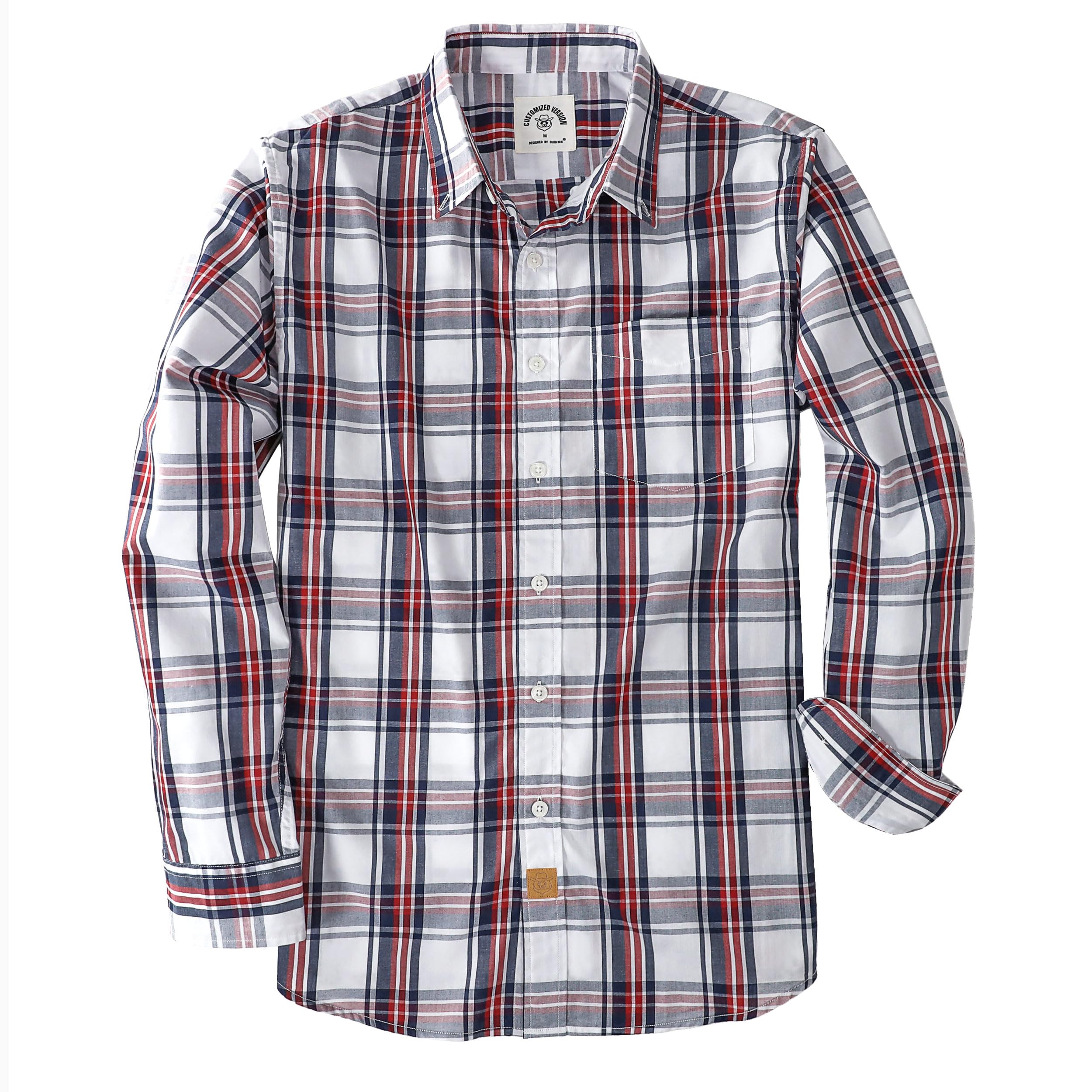 Dubinik® Camicia Uomo Camicia Quadri Uomo Casual Leggero Botton Down Regular Fit Conformate Camicia Uomo Taschini