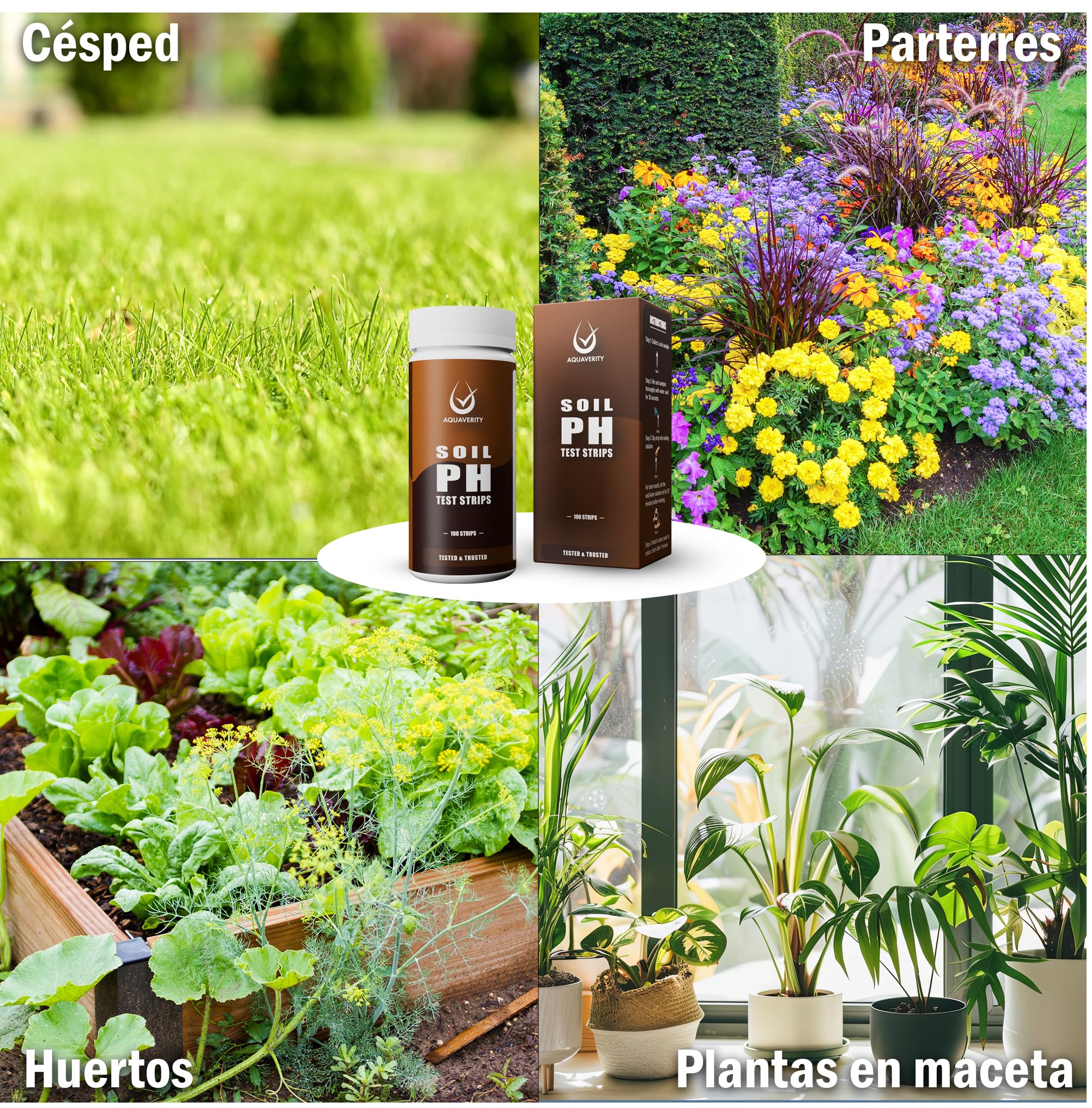 Kit de prueba de suelo: 100 tiras de prueba de pH del suelo (rango 3-9) pruebas de pH rápidas y precisas para jardín, césped y plantas | Tiras probadoras de pH fáciles de