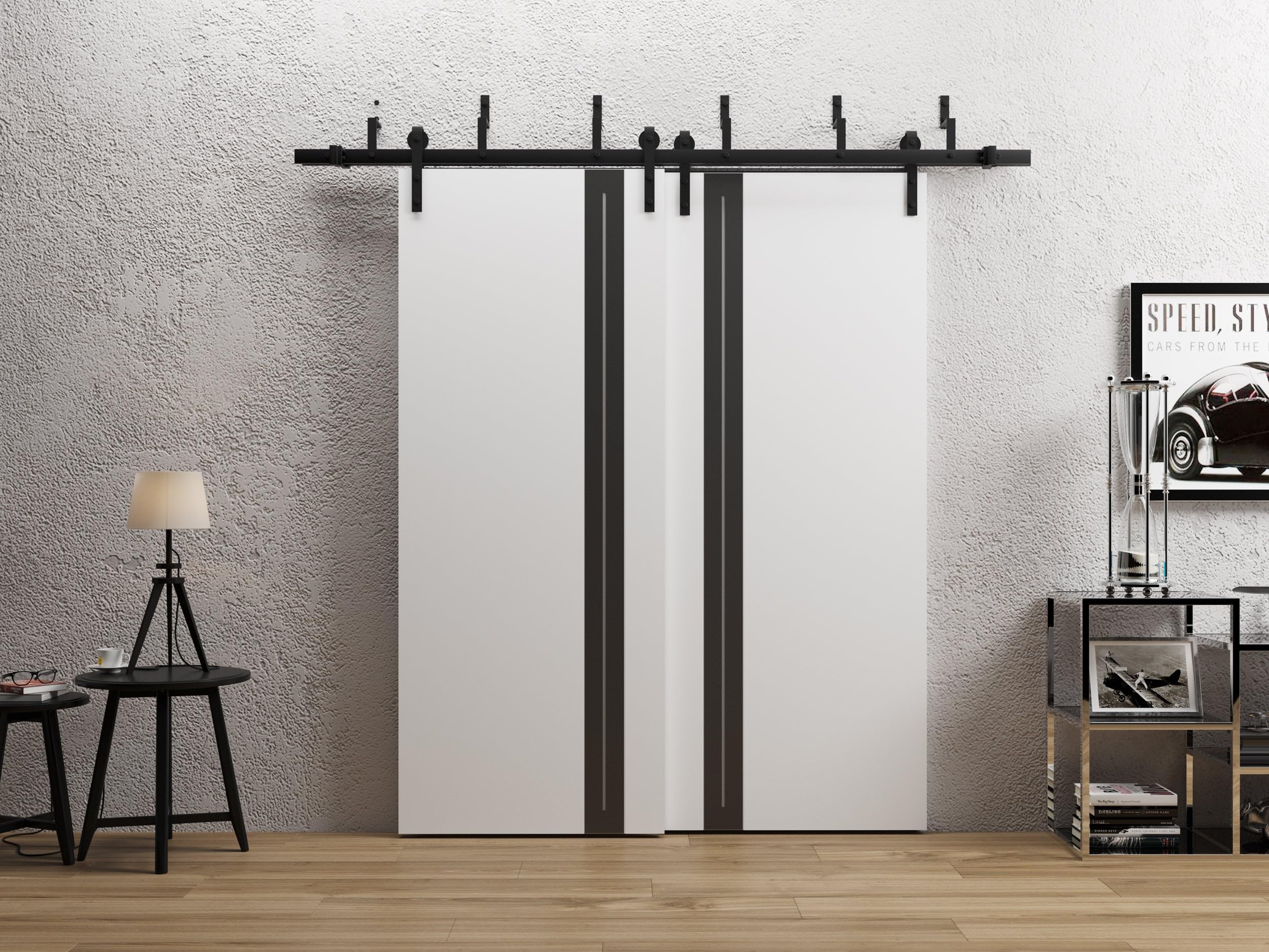 SARTODOORS Interior Door Slab 18 x 84 inches | Platinum 4440 White Slab | Frosted Glass Solid Wood Modern | Bedroom Living Room