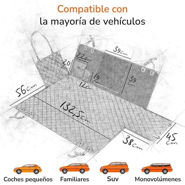 Foto 3 de 7 de Upgrade4cars Manta Perro Coche Asiento Trasero Impermeable & Acolchada