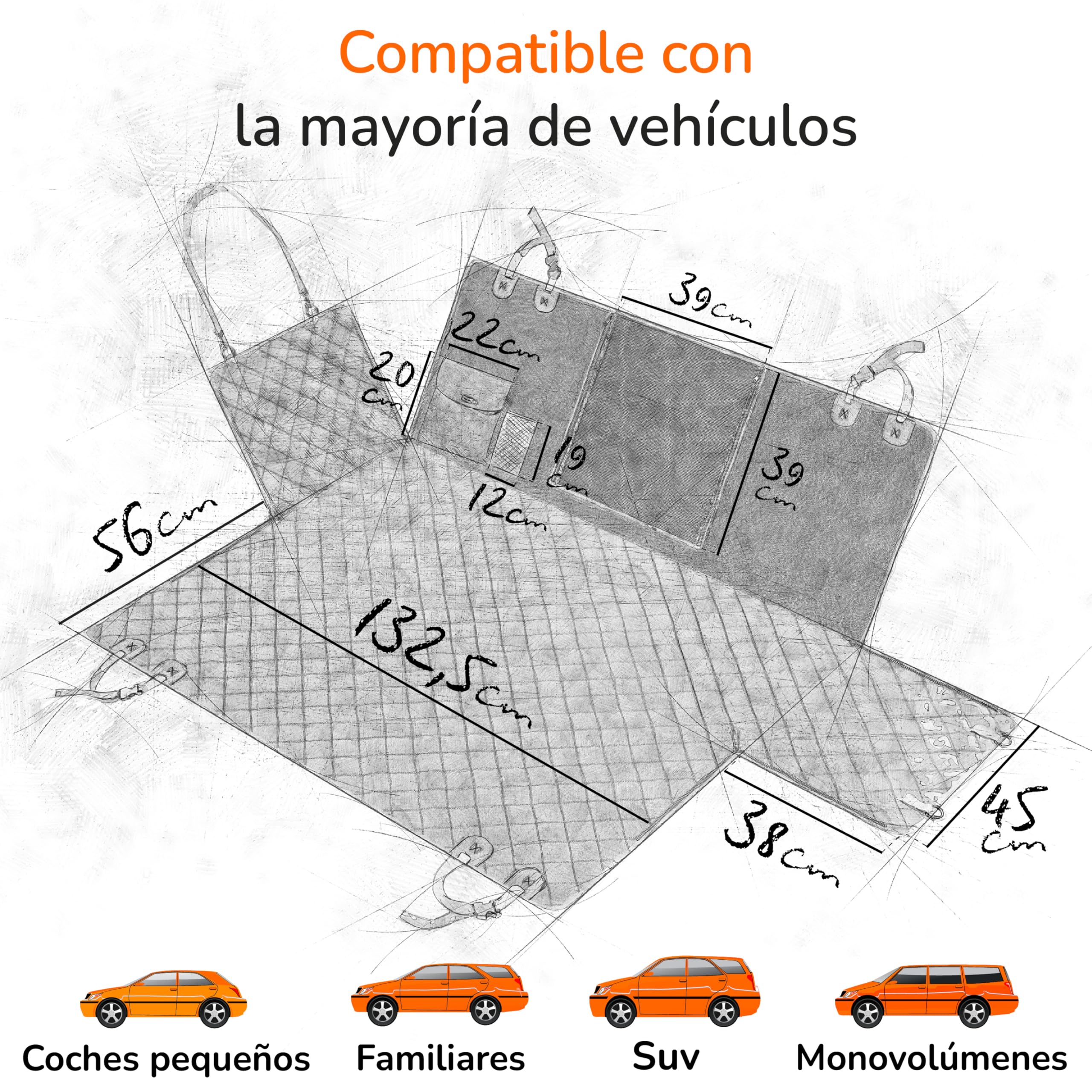 Upgrade4cars Manta Perro Coche Asiento Trasero Impermeable & Acolchada | Funda Protectora Asientos Perro | Cubierta Asientos Traseros Coche