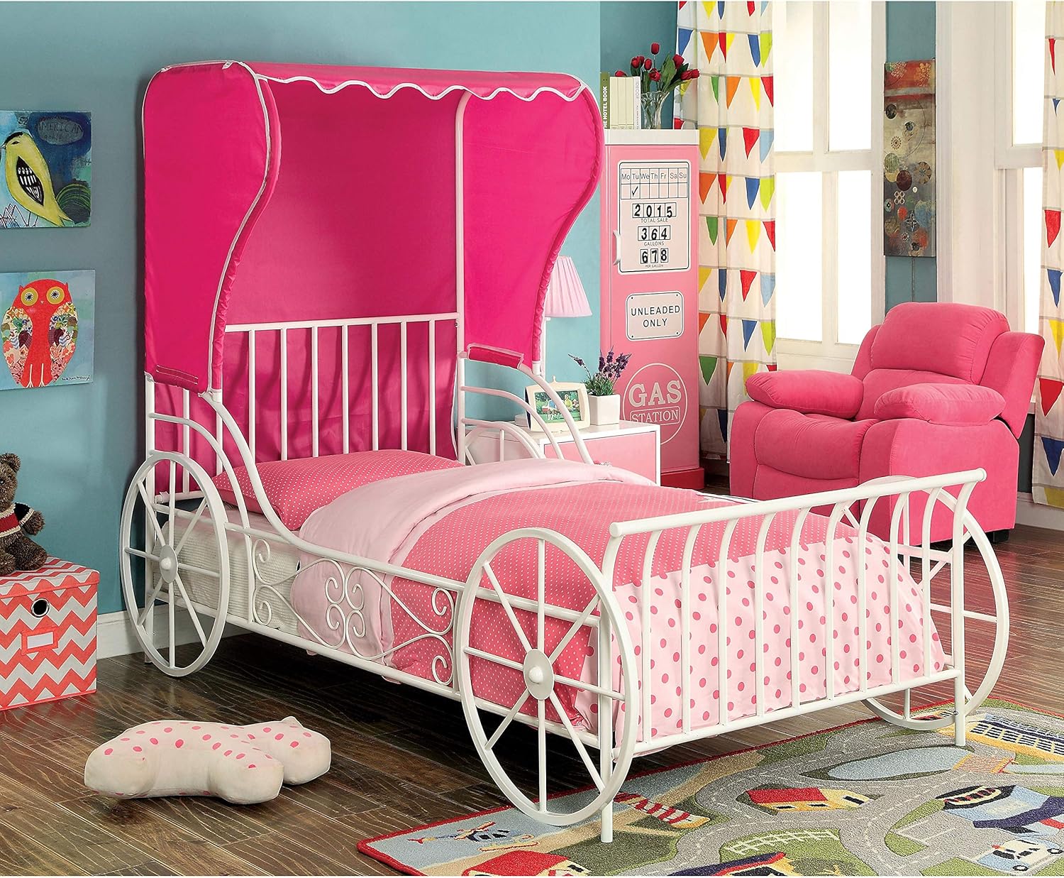 Furniture of America Bed, Full, White/Pink Home & Kitchen