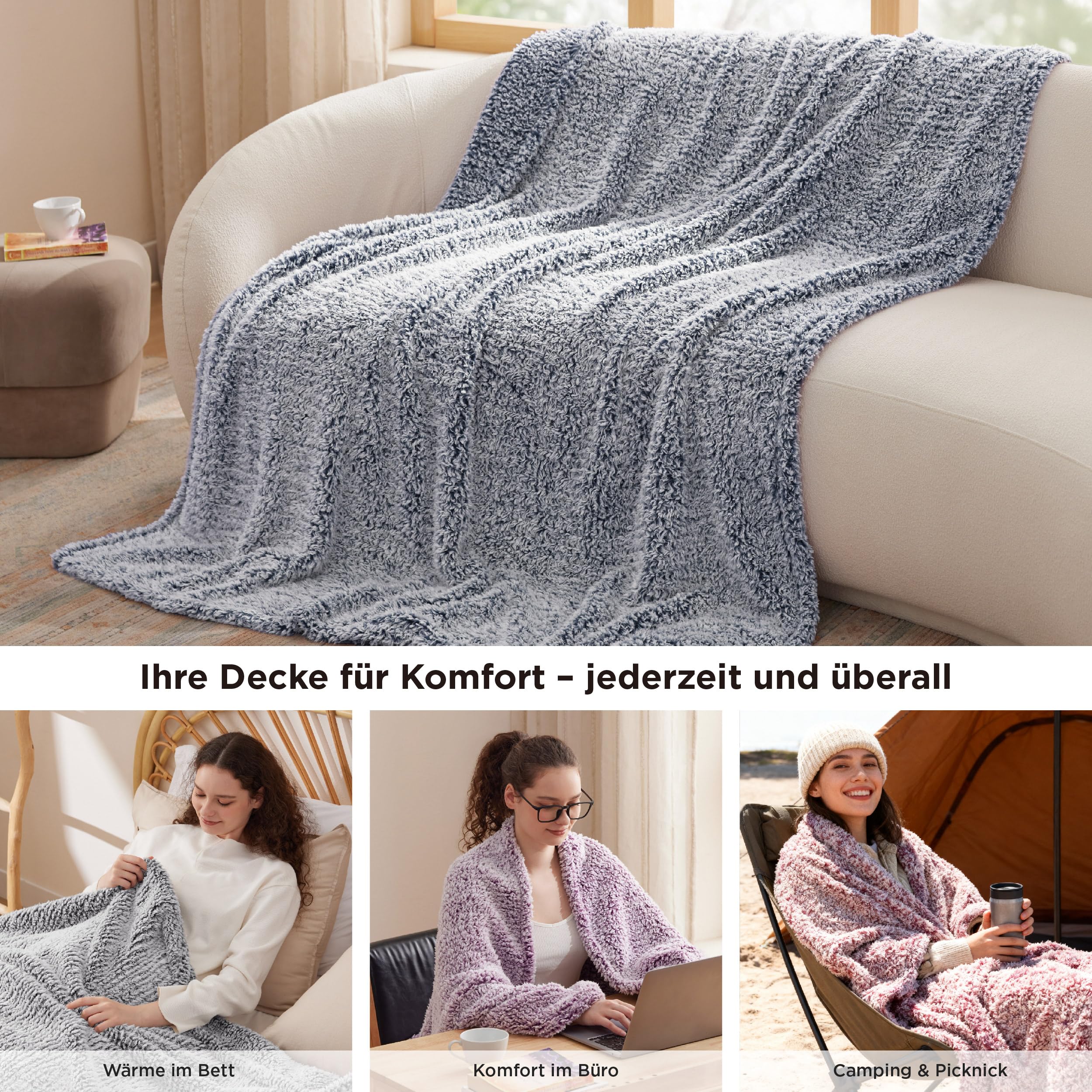 BEDSURE Sherpa-Fleece Überwurfdecke, Extra Dick & Kuschelig | Doppelgröße (152x203cm), Rot - Perfekt Für Couch & Winter