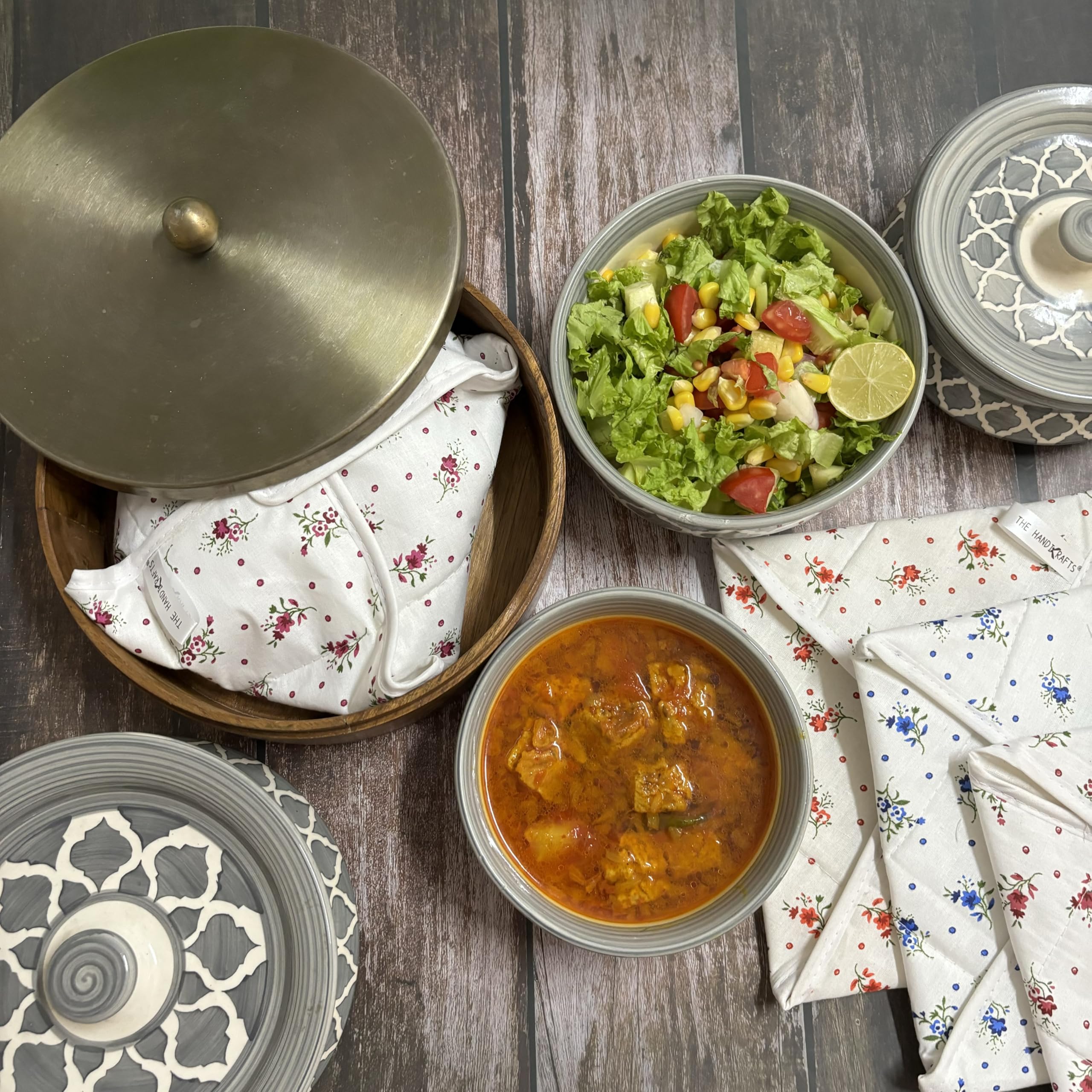 TheHandikrafts Cotton Roti Cloth Set of 5 for Casserole | Reusable Chapati Cover Wrap | Hygienic Food Storage Cloth for Roti, Paratha & Bread | Soft Washable Kitchen Cloth Napkins 1