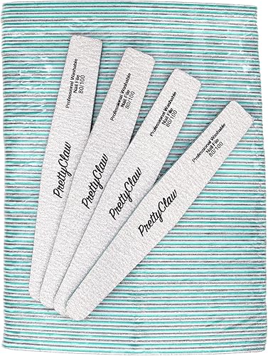 Miniatura 2 de PrettyClaw 50 limas de uñas profesionales de grano 80100, limas de uñas acrílicas de diamante de cebra de doble cara, centro de plástico, tablero de