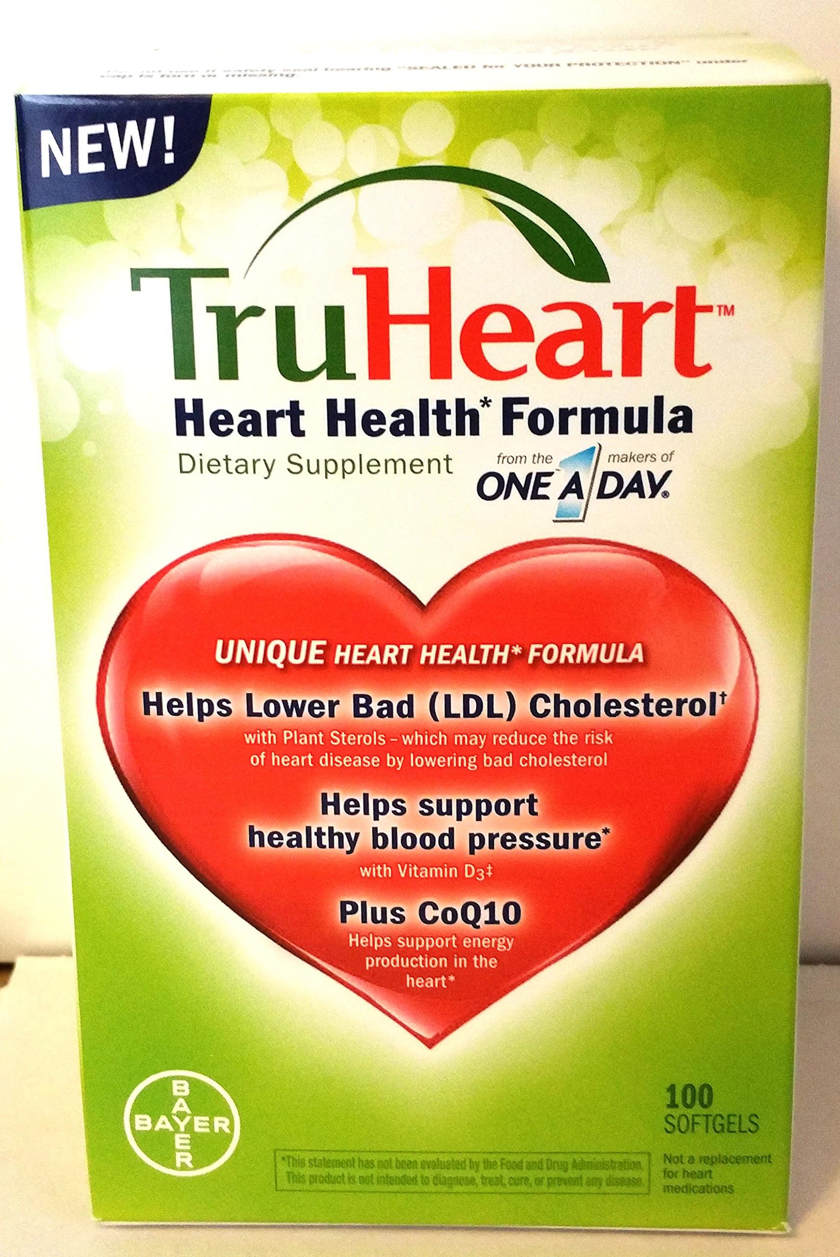 TruHeart 100 Softgels Heart Health Formula Dietary Supplement Contains Phytosterols, Plant Sterols CoQ10 Vitamin D3 Co-Enzyme Q10