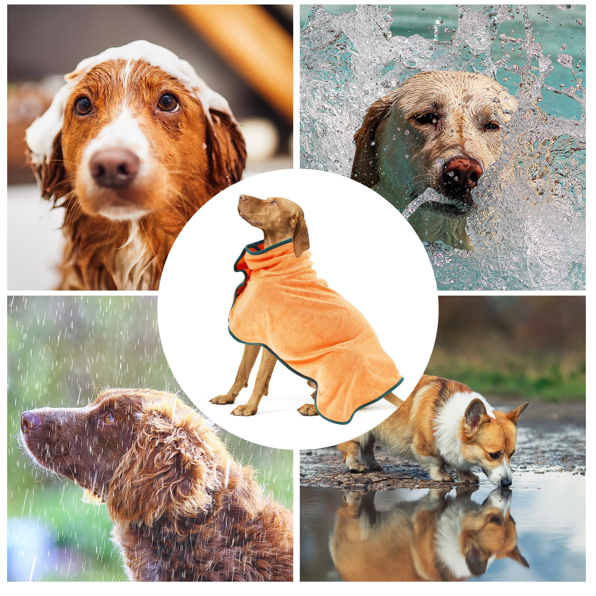 CAPASTEC Accappatoio per Cani, Asciugamano Morbido per Animali Domestici, Asciugamano per Cani ad Asciugatura Rapida, XL, Arancione