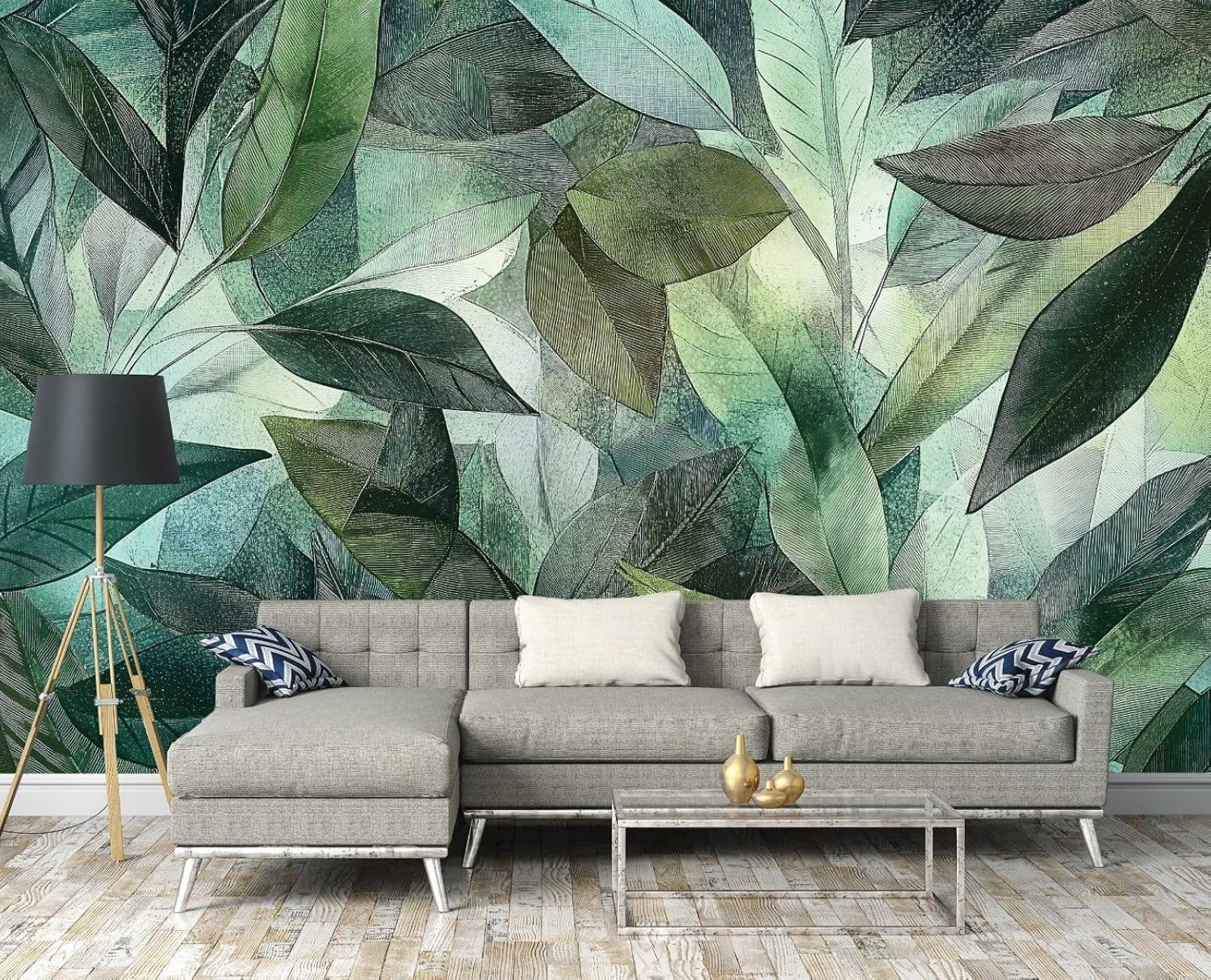 Kfjhgbdshhj 3D Mural Photo Mural-Wallpaper Leaves - For Living Room Bedroom - 3D Effect -Tropical Botanical Nature,300Cmx210cm Poster - Wall Sticker - Frameless Picture