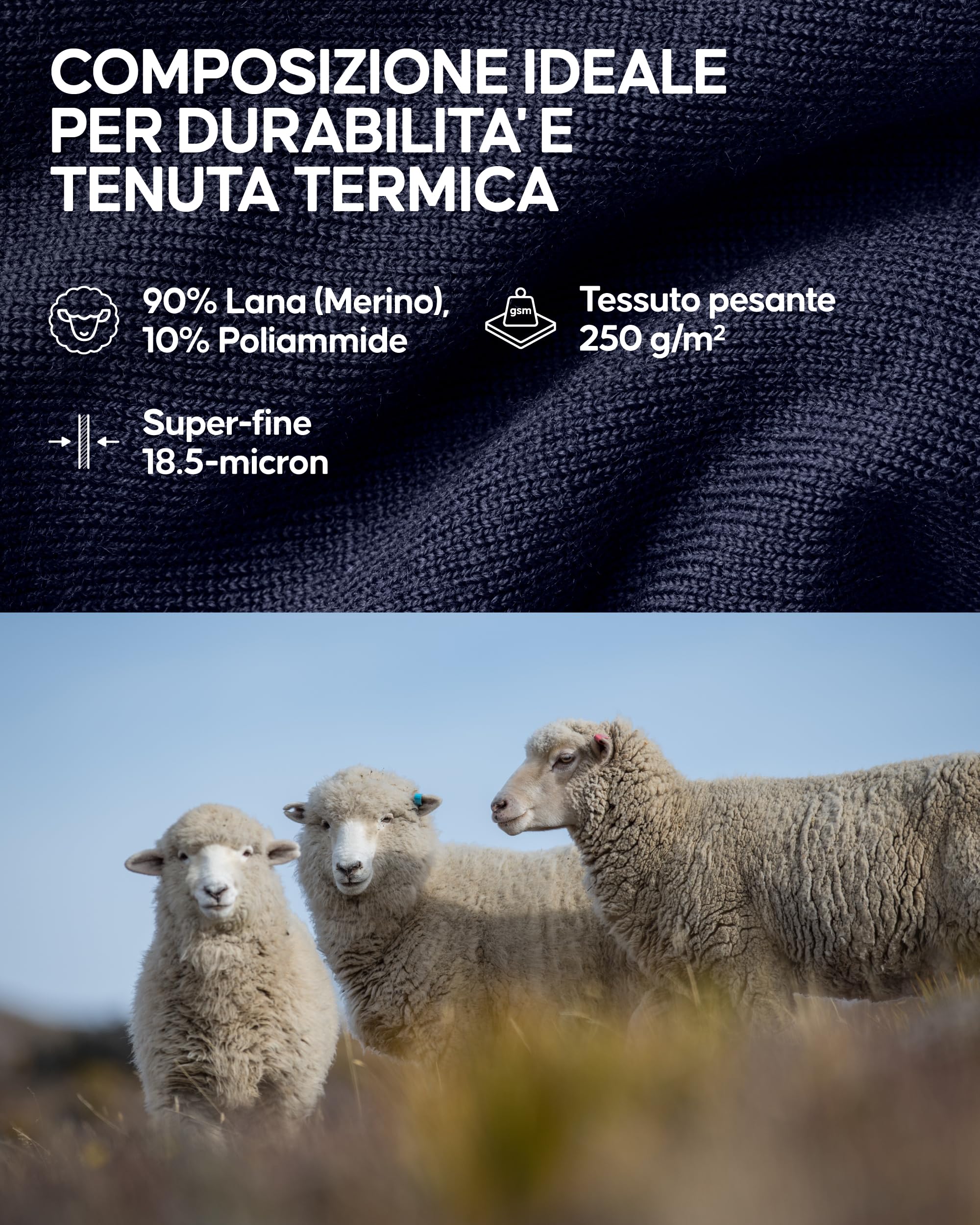 DANISH ENDURANCE Pantaloni Termici Uomo in Lana Merino per Freddo Estremo, Leggings Invernali per Sci, Trekking, Escursionismo