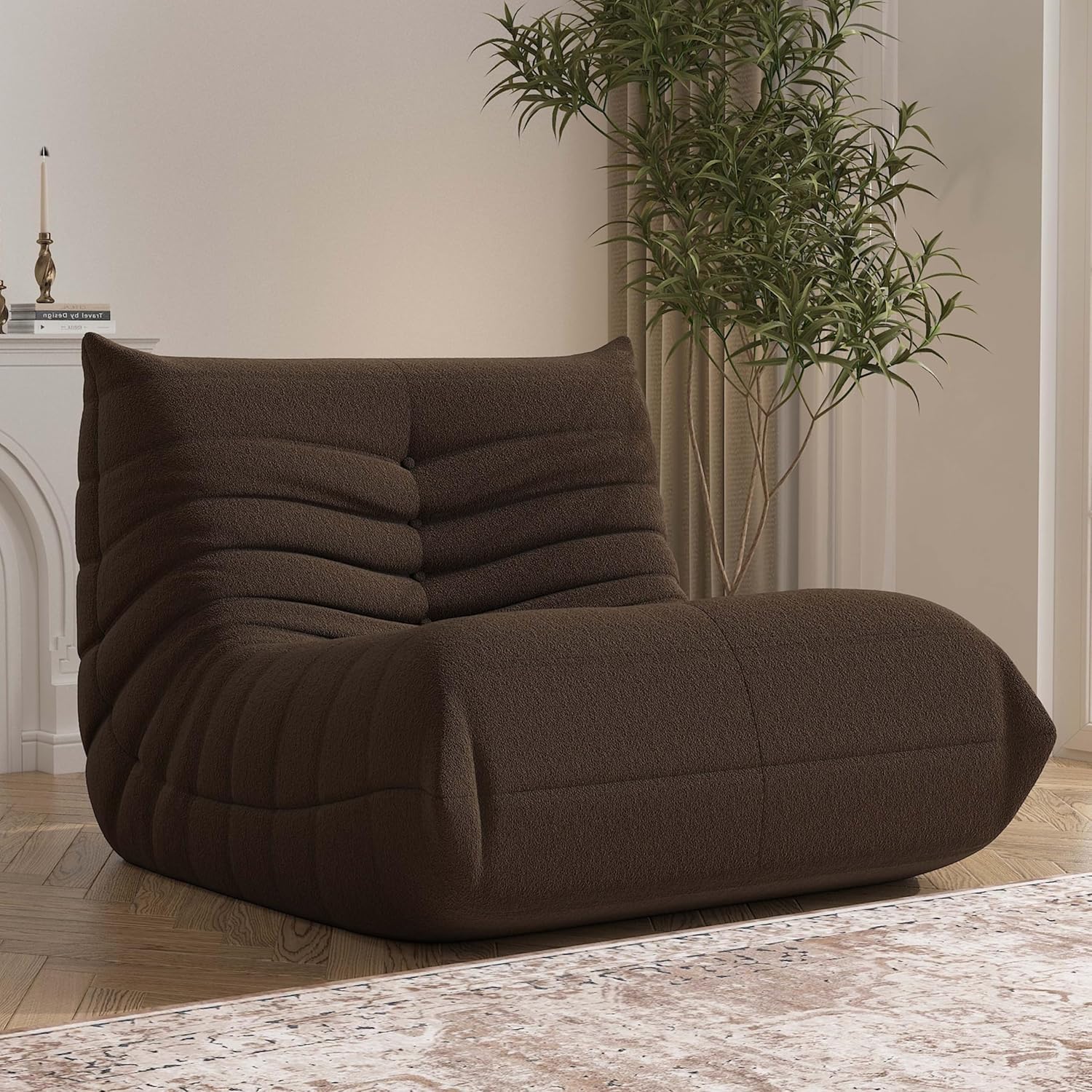 Bean Bag Chair, Memory Foam Bean Bag Sofa Large Bean Bag Chair for Adults, Bean Bag Chairs for Teens with High Density Comfortable Foam, Bean Bag for Living Room, Bedroom (Coffee) Coffee Single