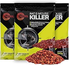 Ratkil Rat & Mouse Killer Poison Grain (18 x25g) Strongest Maximum Strength - Fast Acting, All-Weather, Whole Wheat Bait Sachets For Rodent Control