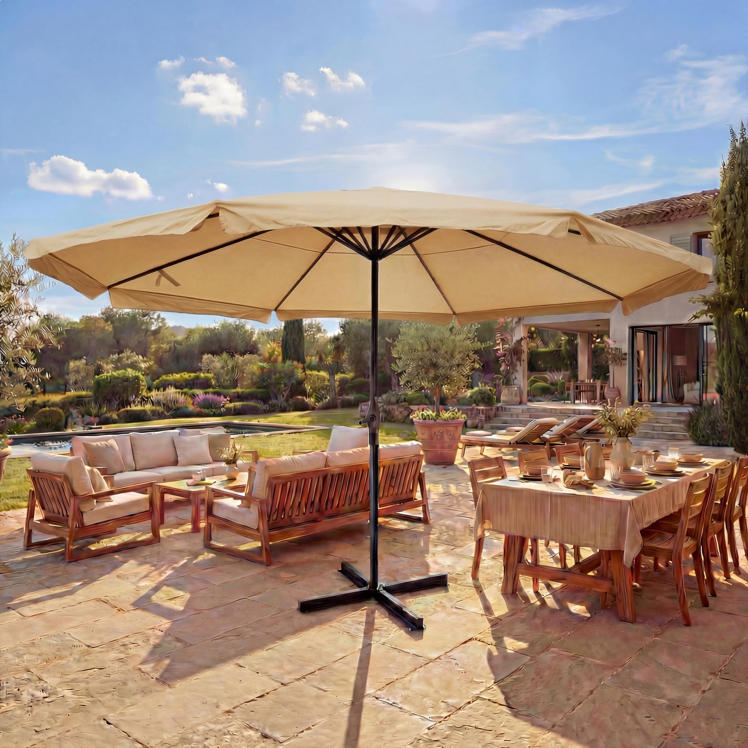 Sonnenschirm Meran Pro, Gastronomie Marktschirm mit Volant Ø 5m Polyester/Alu 28kg ohne Ständer