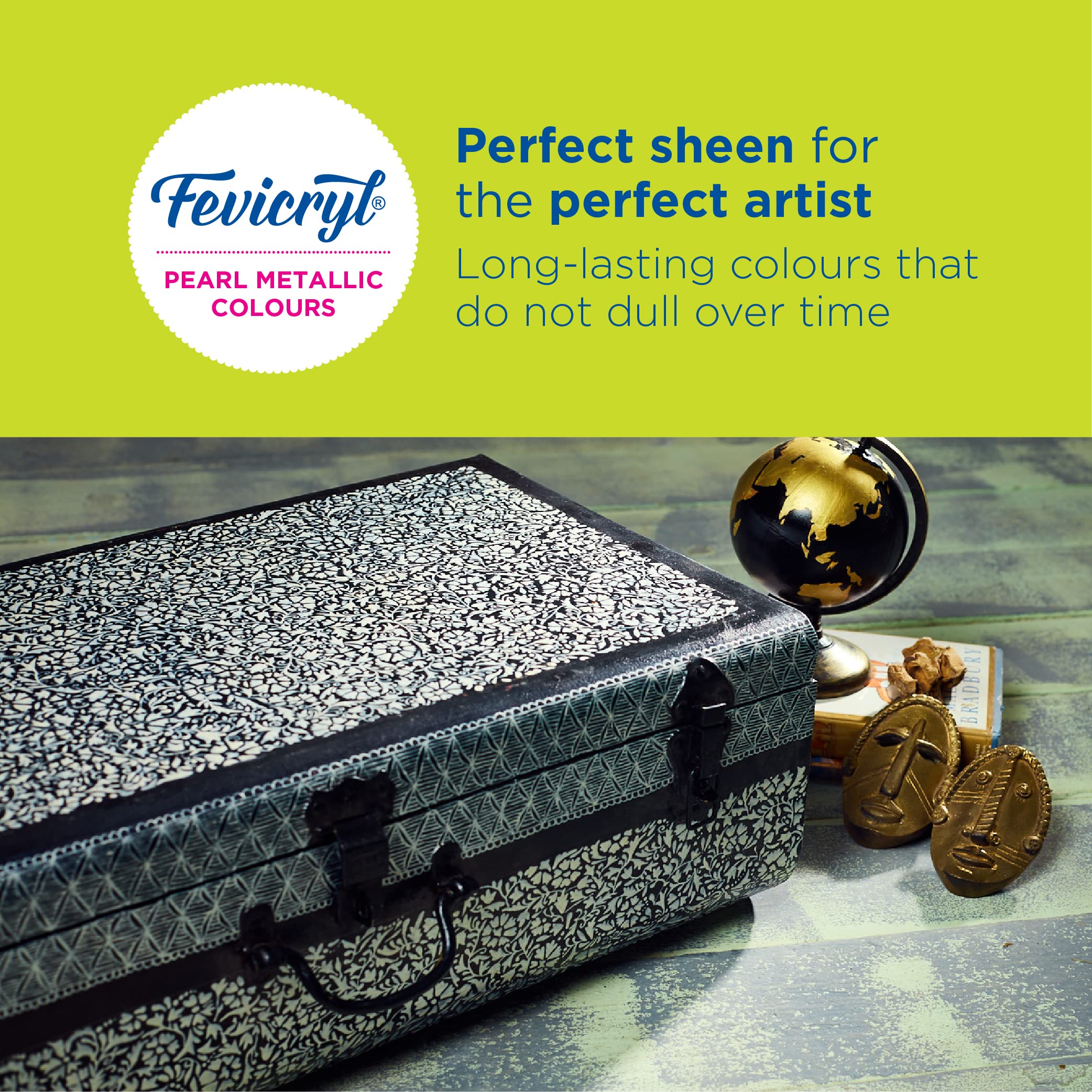 Fevicryl Acrylic Pearl Metallic 100ML Colour Combo | Paint on Canvas, Wood, Earthenware, Stone, thermocol, Metal, Leather, Glass | Ideal for Artists, Beginners and Gifting 3