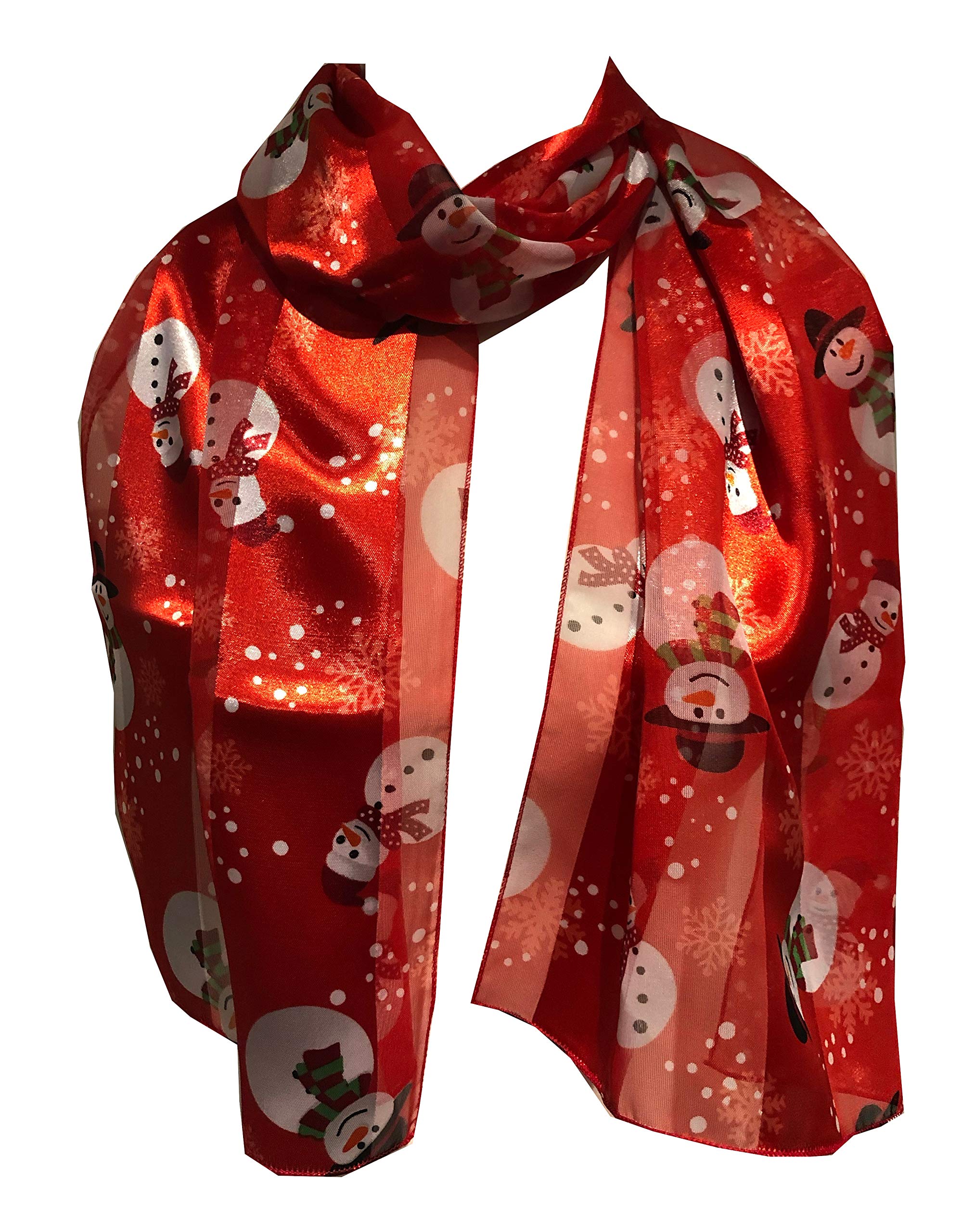 Pamper Yourself Now Snowman Design Scarf Thin Pretty Christmas Scarf, Great as a Present/Gift. (REd)